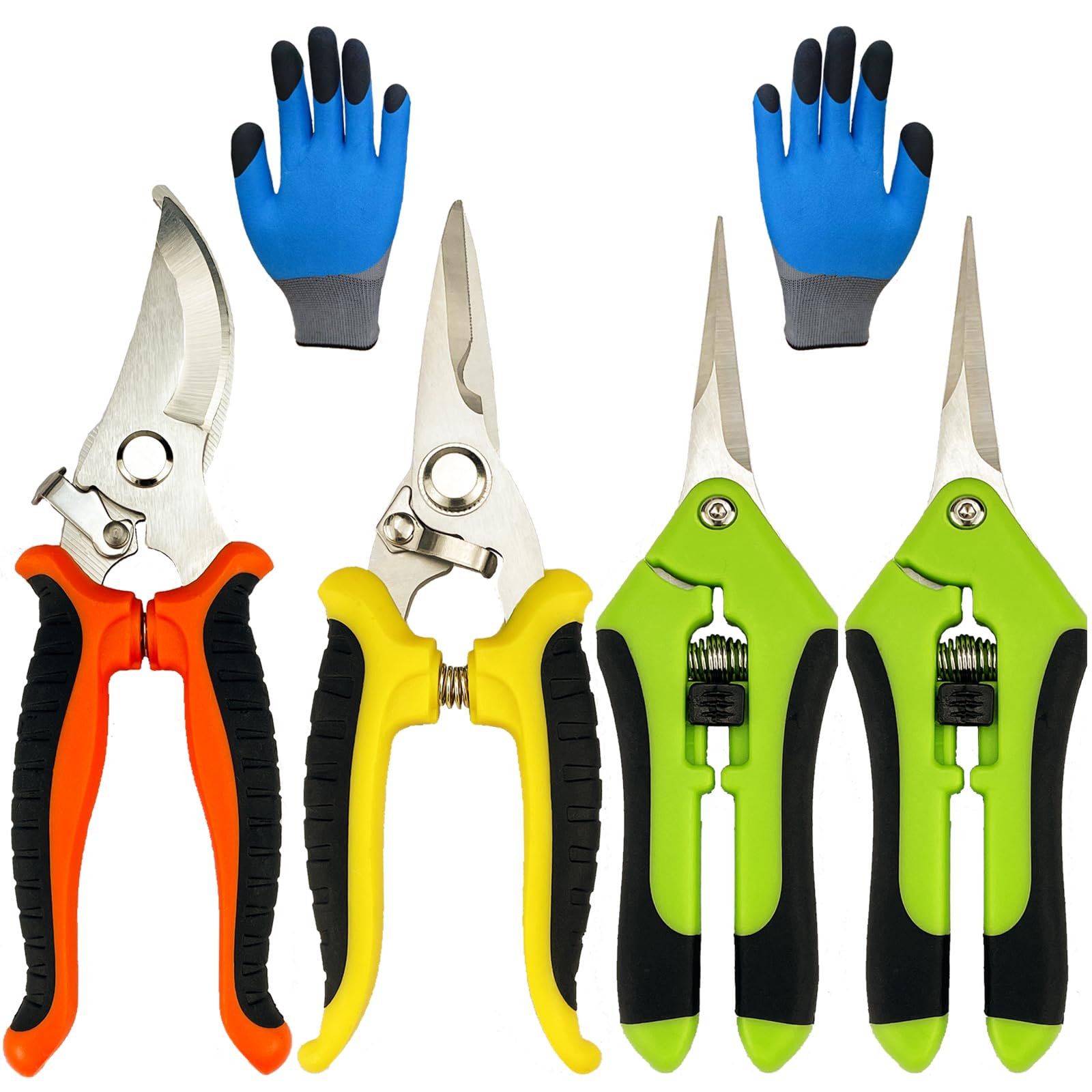 Pruning Shears, 5 Pack Garden Shears with Gardening gloves, Clippers Handheld, Stainless…