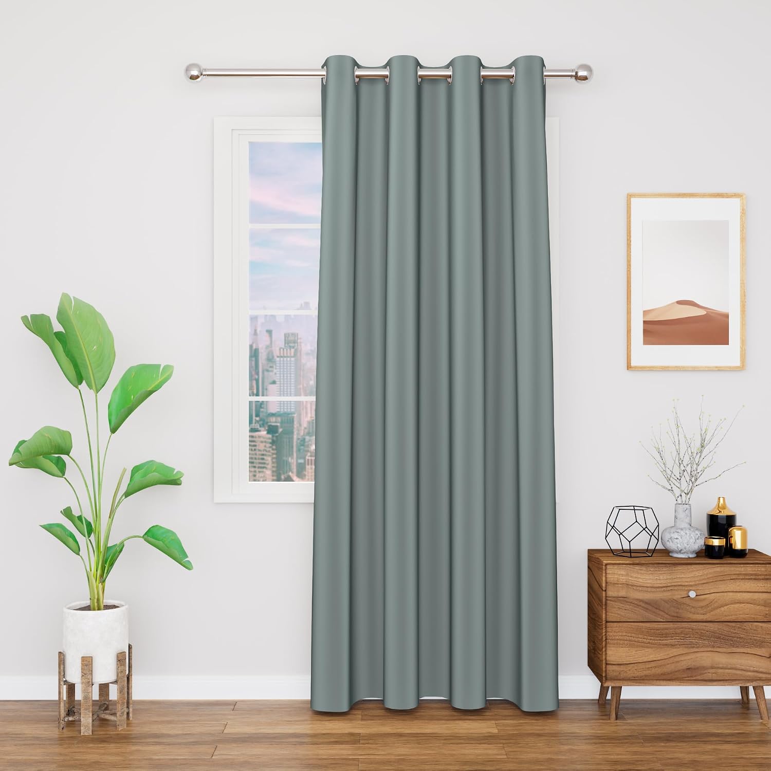 TOPDRAPES 90% Blackout Door Curtain with Tie Back 7 feet 1 Pcs| Room Darkening, Thermal Insulated, Noise Reducing Heavy Po...