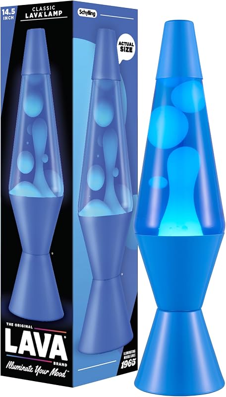 Lámpara Lava The Original - Nuevo azul cerúleo de 14,5" - Lámpara de movimiento líquido clásica - Cera blanca y líquido azul - Artículo n.º 2362 (exclusivo de Amazon)