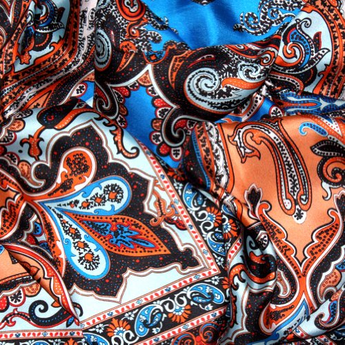 Lorenzo Cana Jedwabny szal misternie zadrukowany wzór paisley szal 100% jedwab 50 cm x 165 cm harmonijne kolory chusta damska szal, wielokolorowa, 50 x 165 cm