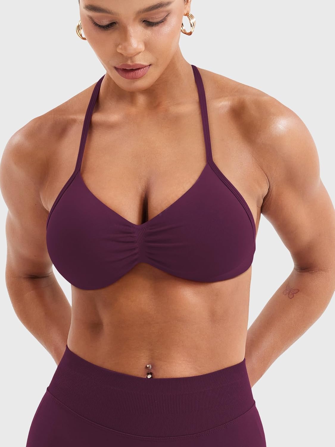 YEOREO SoftHue Impact Strappy Halter Bra for Sports Intensify Women Workout Backless Padded Gym Yoga Bra - Image 5