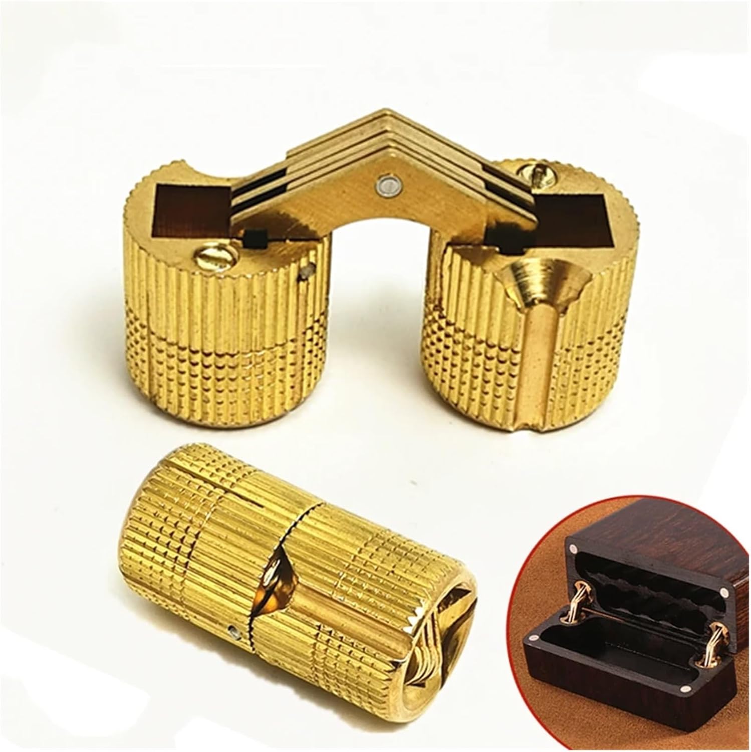 2Pcs Cylinder Brass Copper Invisible Concealed Barrel Hinge Bolt Jewelry Wood Boxes Door Hinges Antique Furniture Hardware(10mm in Diameter)