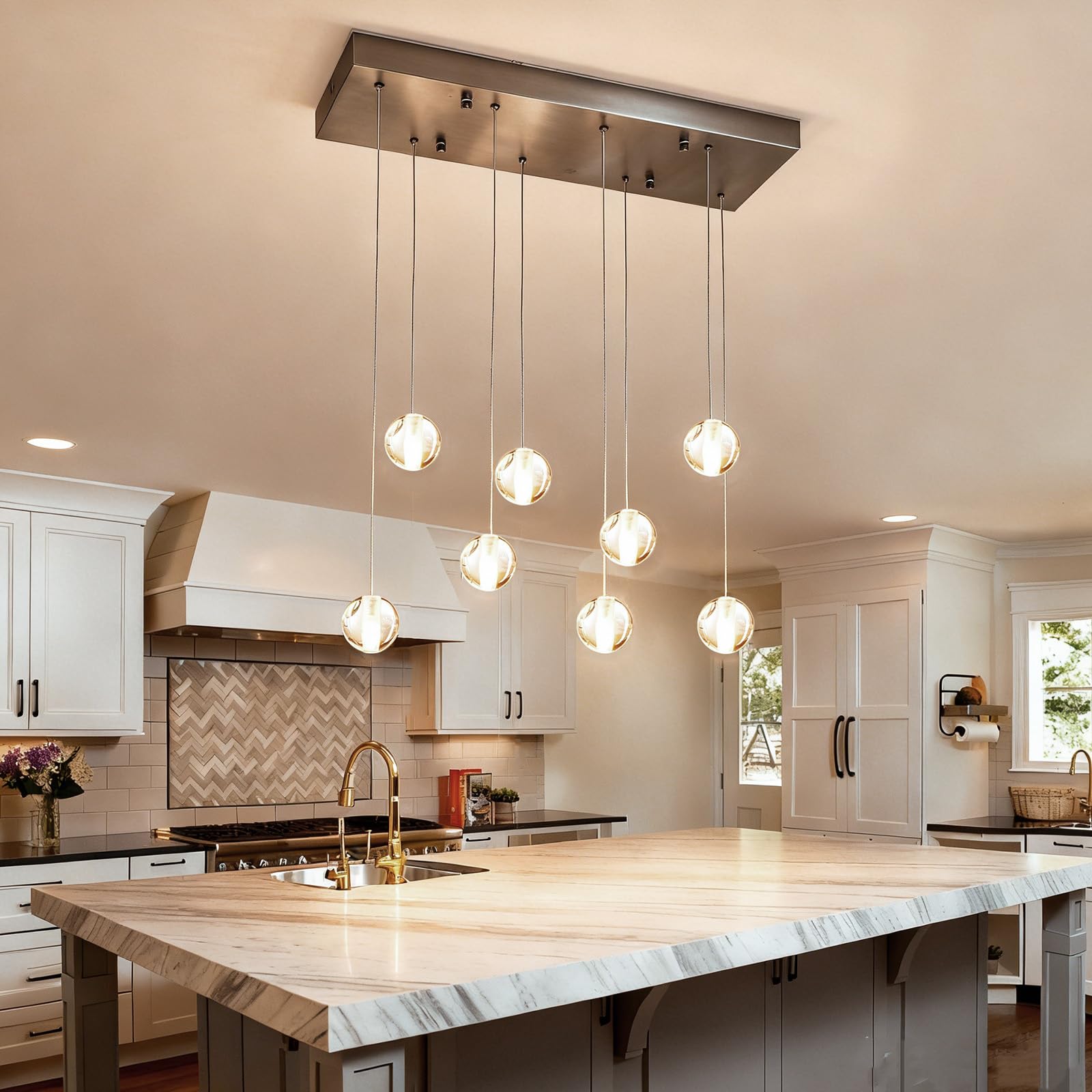 Photo 1 of GINSENGLUX 8-Light Nickel Rectangle Chandelier