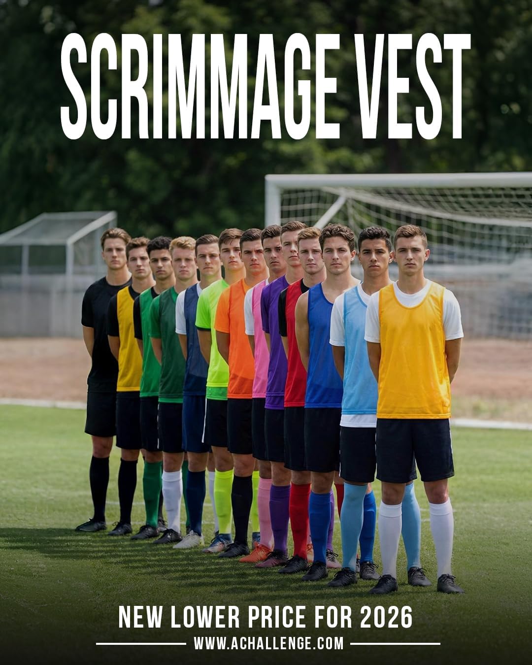 American Challenge Soccer Pinnies (10-Pack) – Mesh Jersey Vest for Scrimmage Practice, Soccer Pennies and Training Bibs