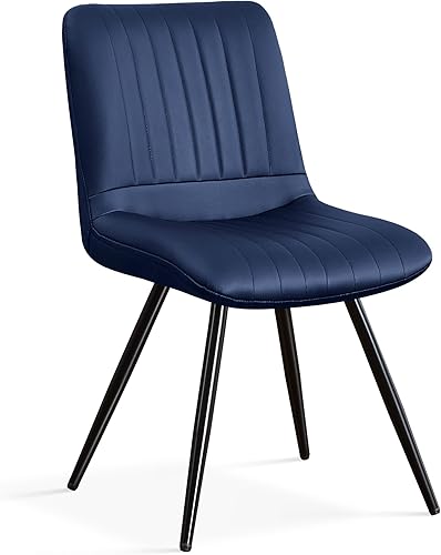 Sillas de comedor, modernas sillas de comedor con cojines gruesos, sillas tapizadas de piel sintética para cocina, comedor con patas de metal para