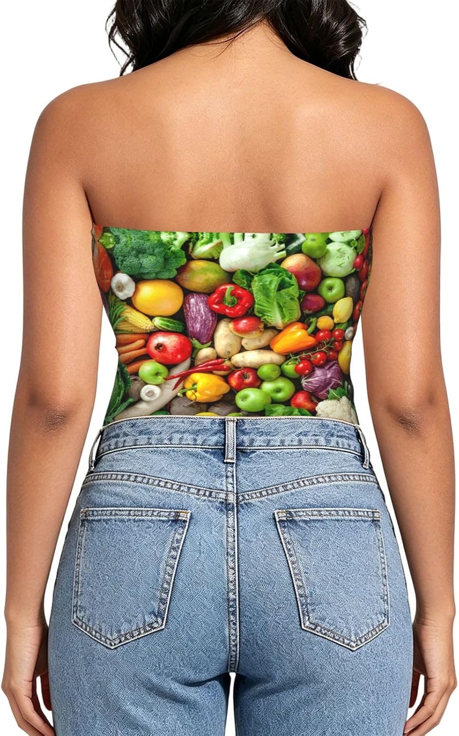 Color Explosion Print Strapless Bra Tube Tops for Women