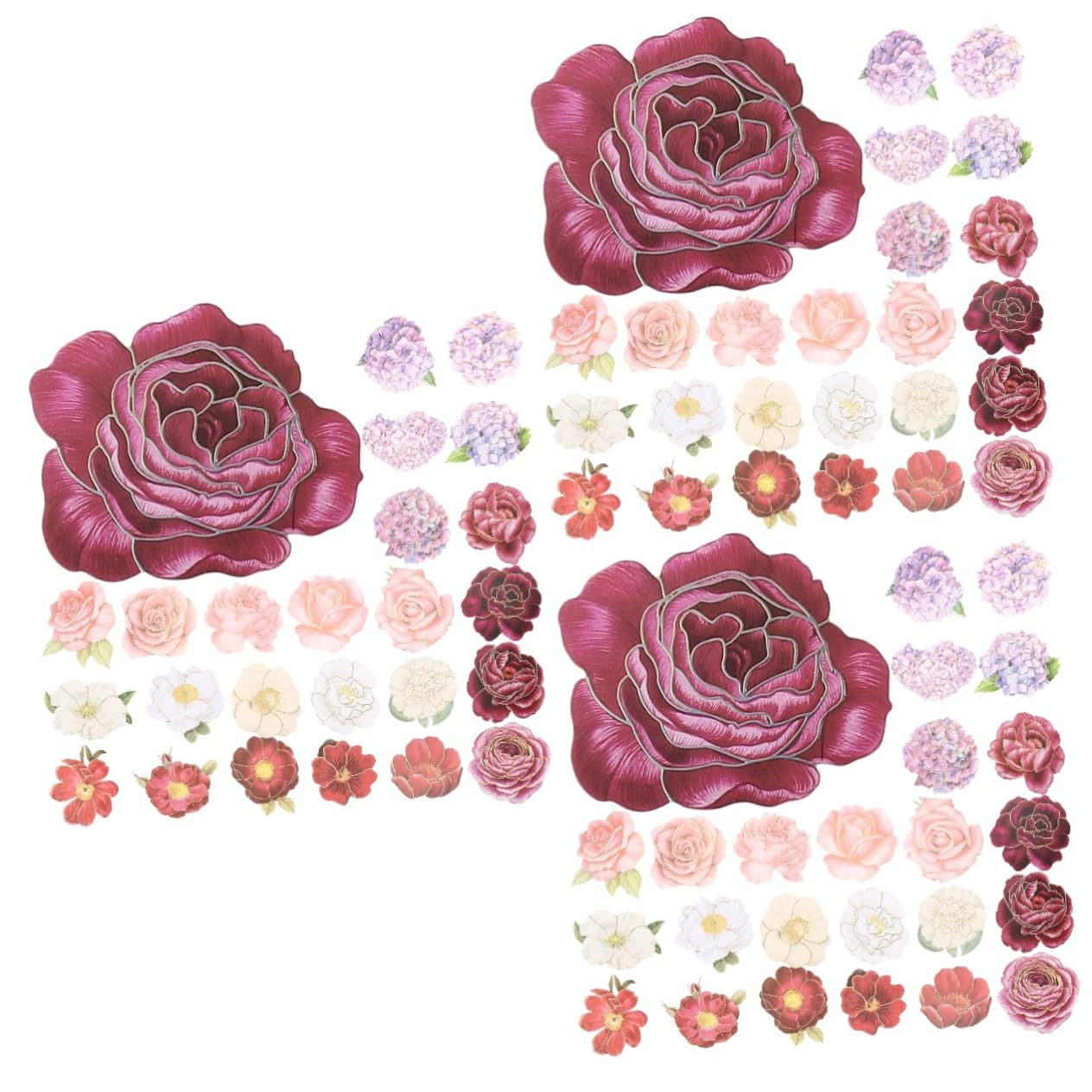 ARTIBETTER 3 Set Adesivi Floreali Decorativi Per Scrapbook E Laptop Adesivi Estetici Per Decorare Bottiglie E Variopinti 50 Pezzi*3