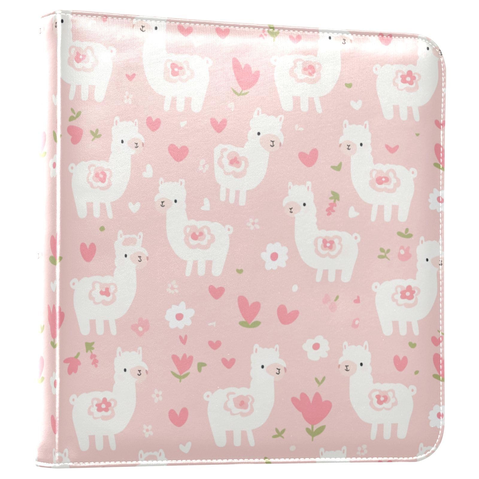 Kigai Cute Alpaca Photo Album Self Adhesive Scrapbook Album Leather Cover DIY Picture Scrap Book with 20 Adhesive Sheets, 11.8x24x0.8 inch
