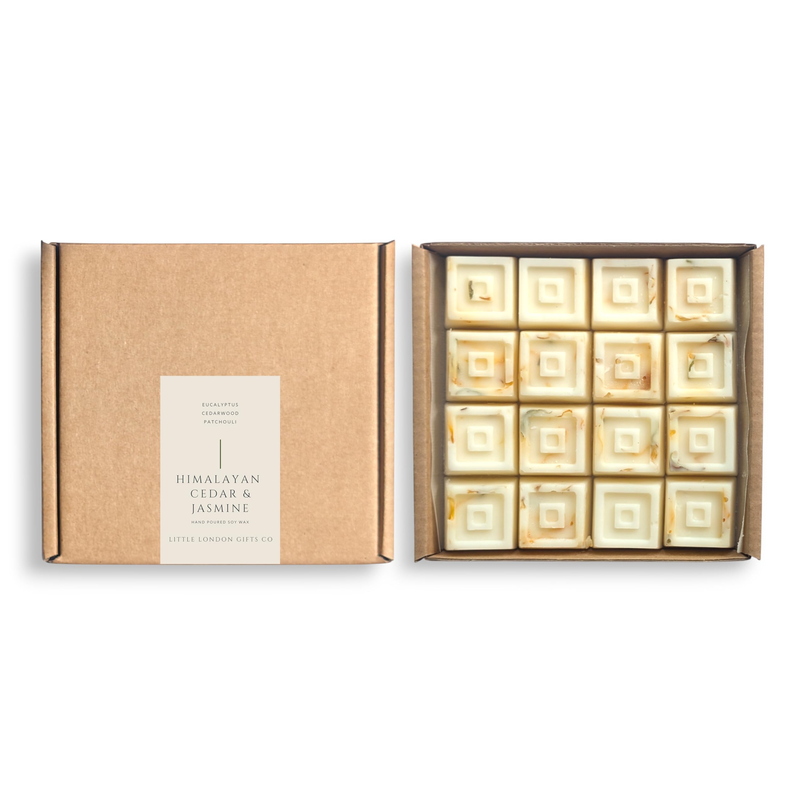 Little London Gifts Co Himalayan Cedar & Jasmine Luxury Soy Wax Melts – Highly Scented, Long-Lasting Home Fragrance, Gift Set - 16 Melts Various Scents - Perfect For Gifts (Himalayan Cedar & Jasmine)