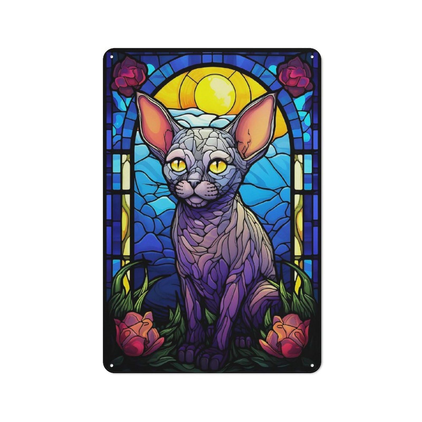 Junmoney Sphynx Cat Abstract Metal Plaque 30X20cm With For Garage Wall, Vintage Decor, Autumn Home Decor For Collectors Of Metal Signs