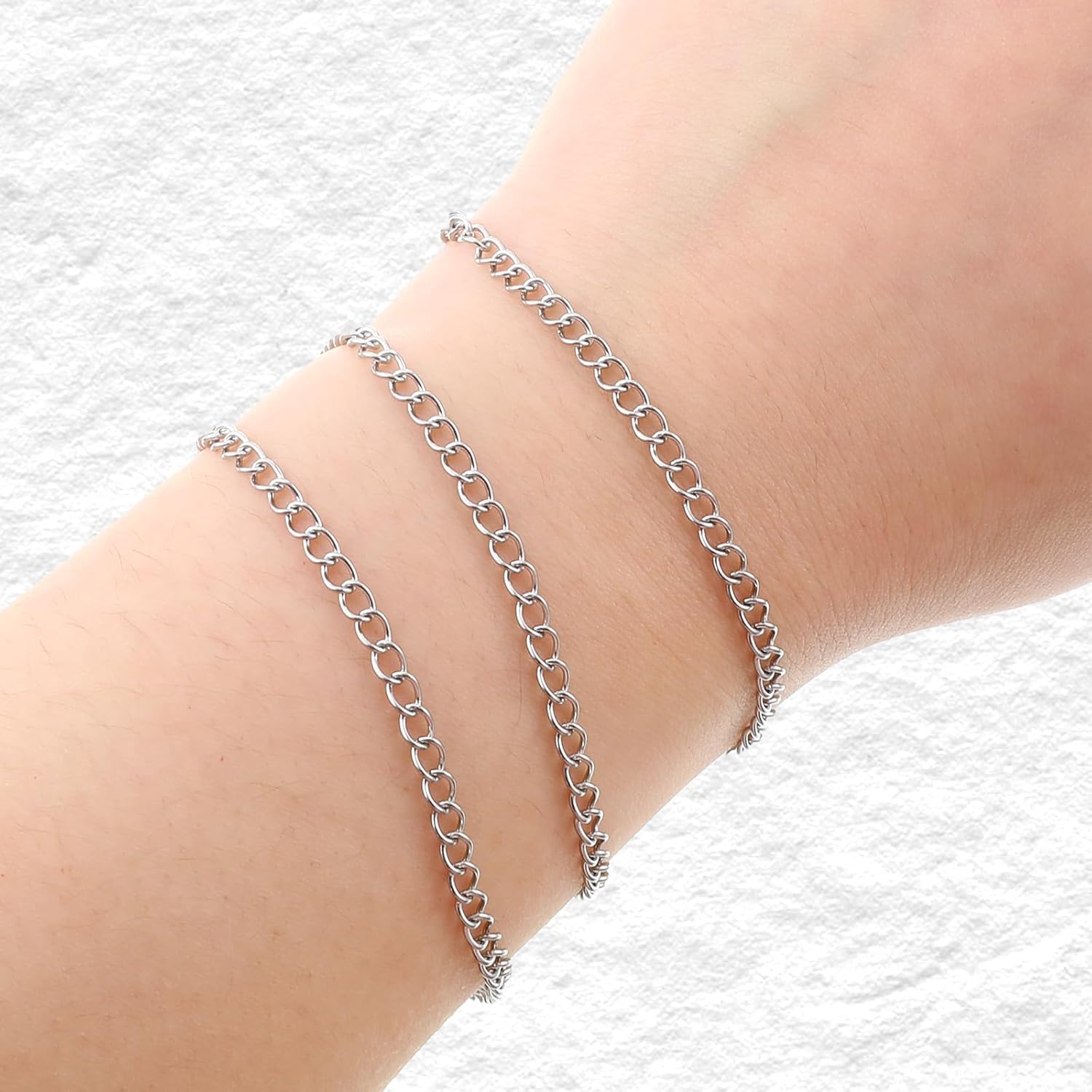 30 Foot Stainless Steel Curb Chains 3mm Silver Link Chain Metal Twist Chain Extender for Jewelry Making Bracelet Necklace Chains Roll for Pendants Making DIY Craft - Image 4