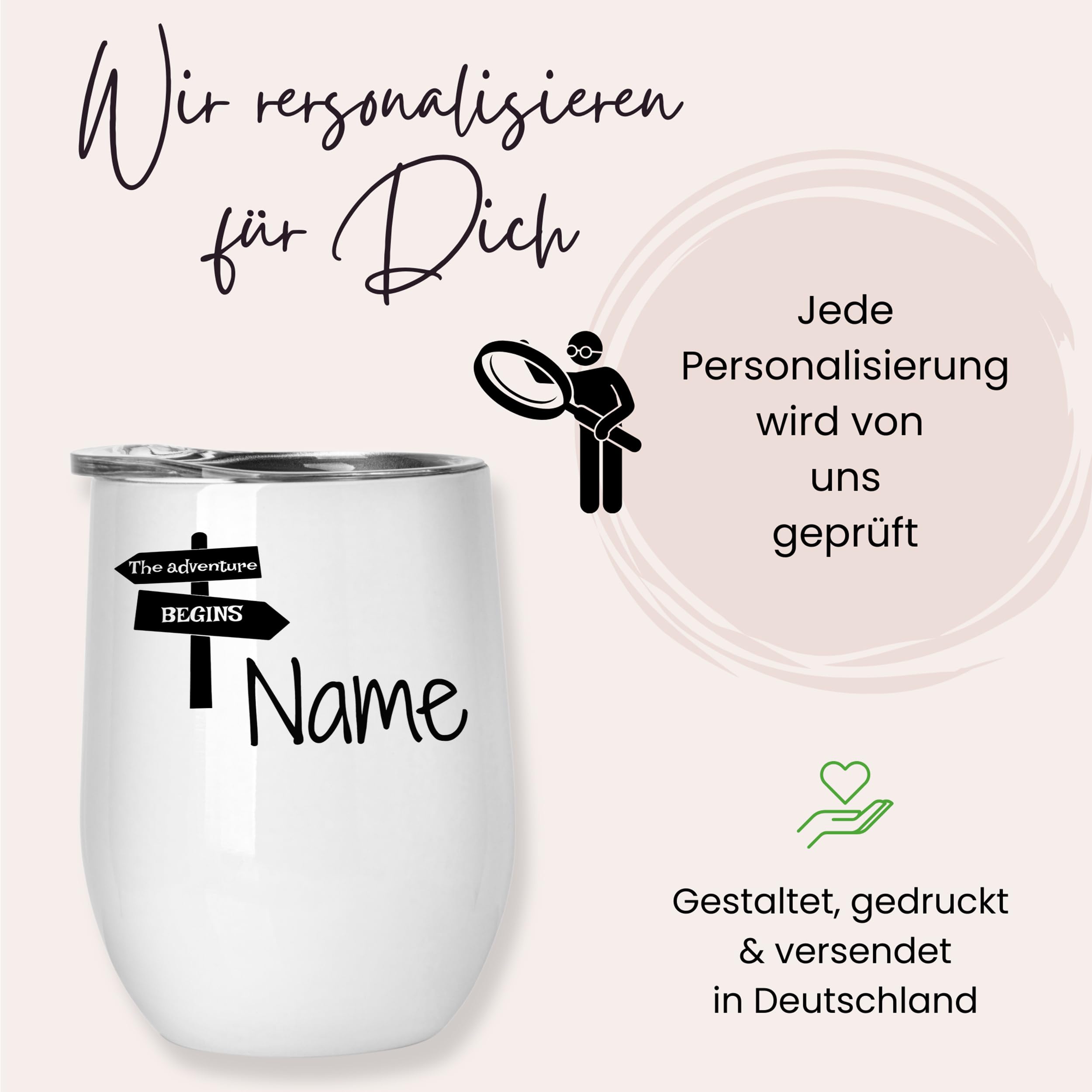 GRAZDesign Weinbecher Set Camping Geschenke, Glühweinbecher Thermobecher mit Namen personalisiert
