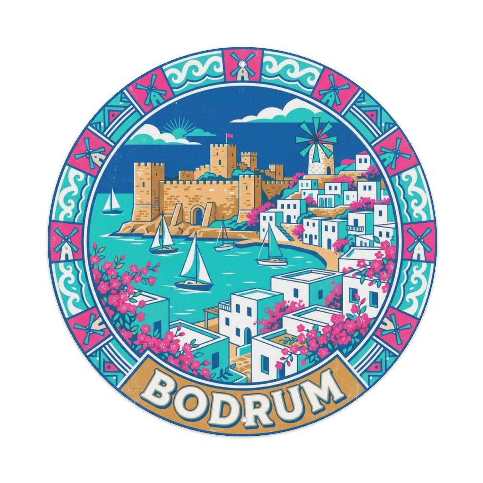 Bodrum Castle Fortress Travel Turkey Retro Graphic Metal Tin Sign