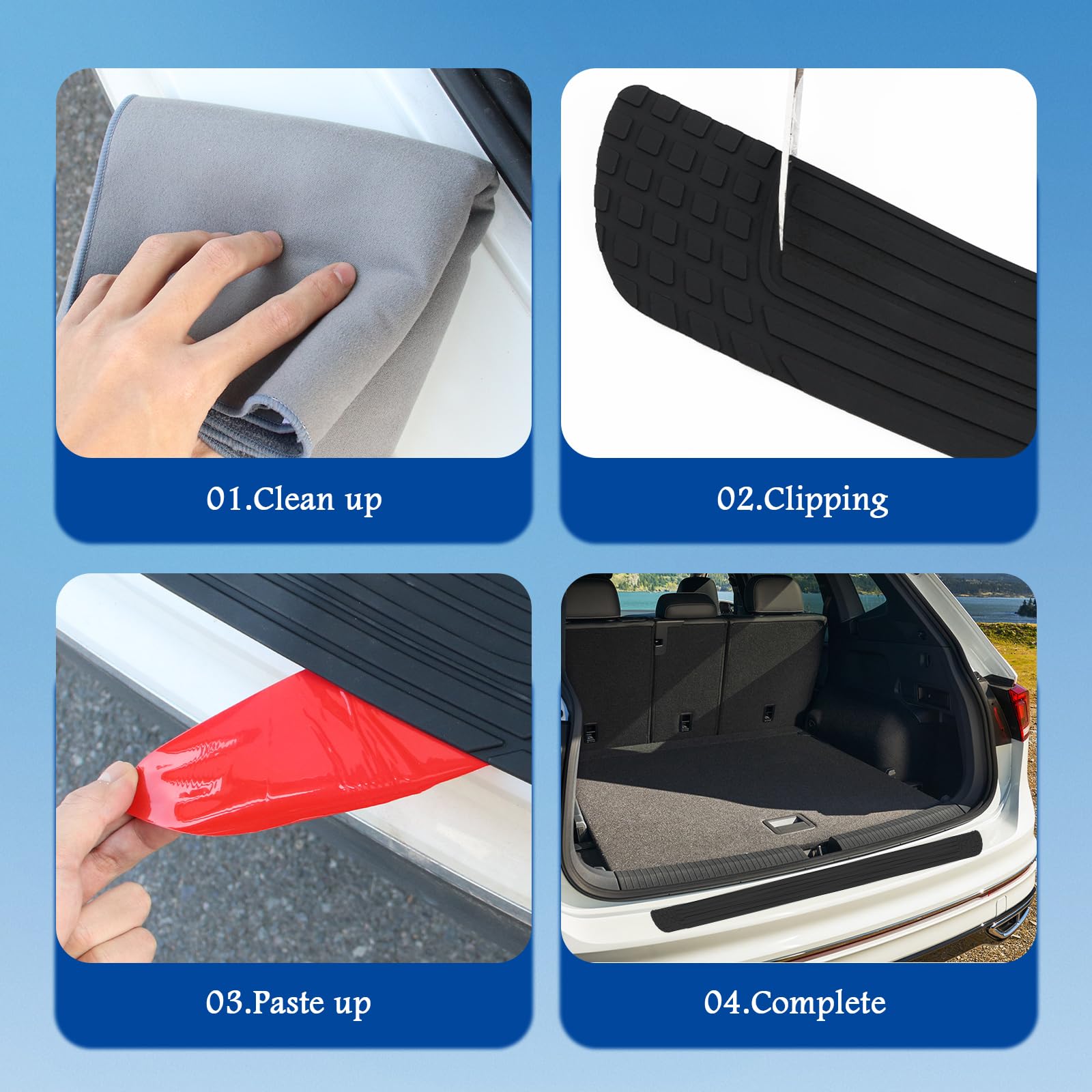 Cuttable Rear Bumper Protector for Car,40.35x3.3 Trunk Bumper Guards with Anti-Skid Textured to Avoid Scratches in Original Paint,Upgraded Car Accessories Rear Bumpers Cover