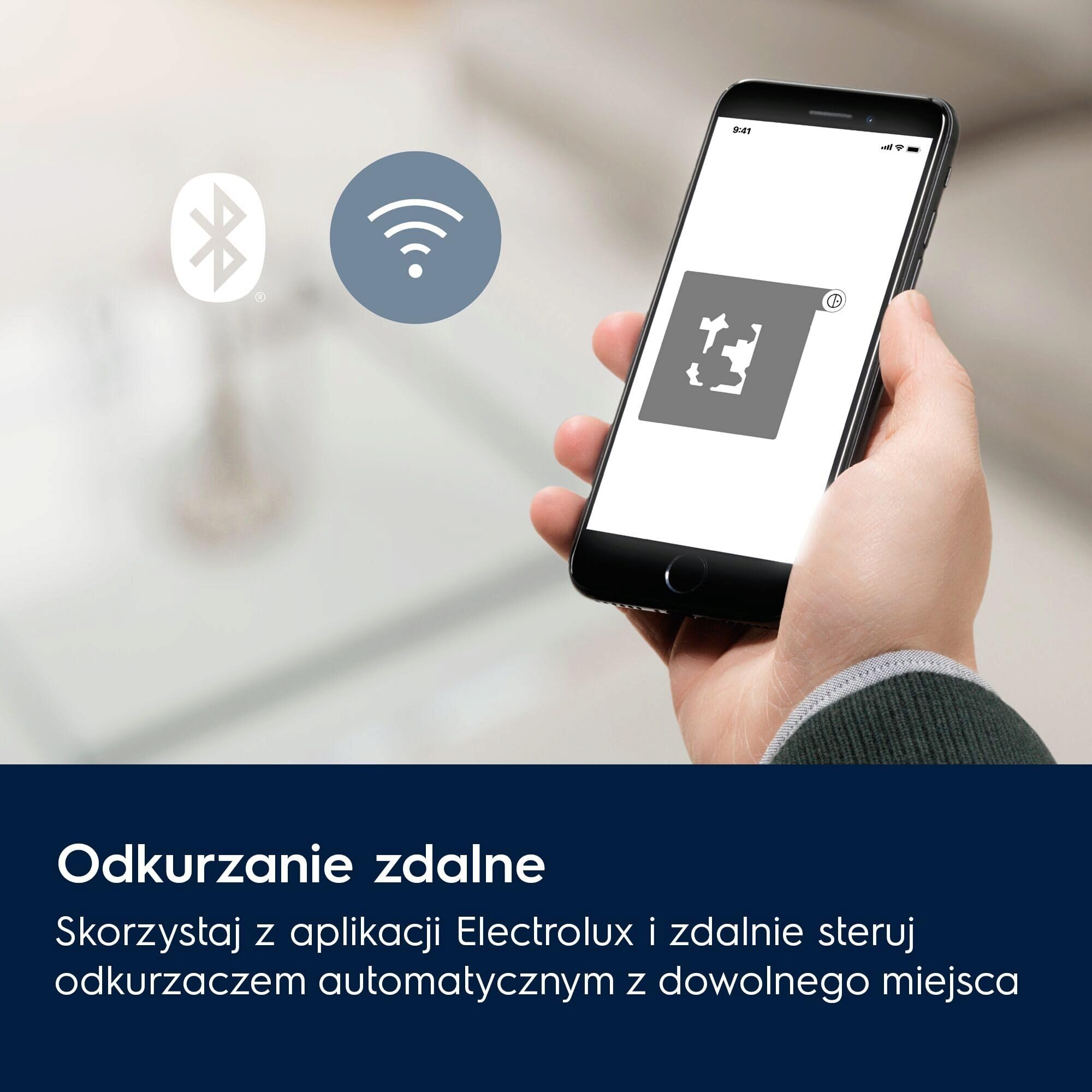 Electrolux Robot Sprzątający Hygienic 700 ER71HW1UG, Mapowanie podłóg LiDAR, Mocne ssanie 4000 Pa, Kompatybilny z WiFi 2,4 GHz na iOS i Androidzie, 175 minut, 0,28L, 140 m², Miejski Szary