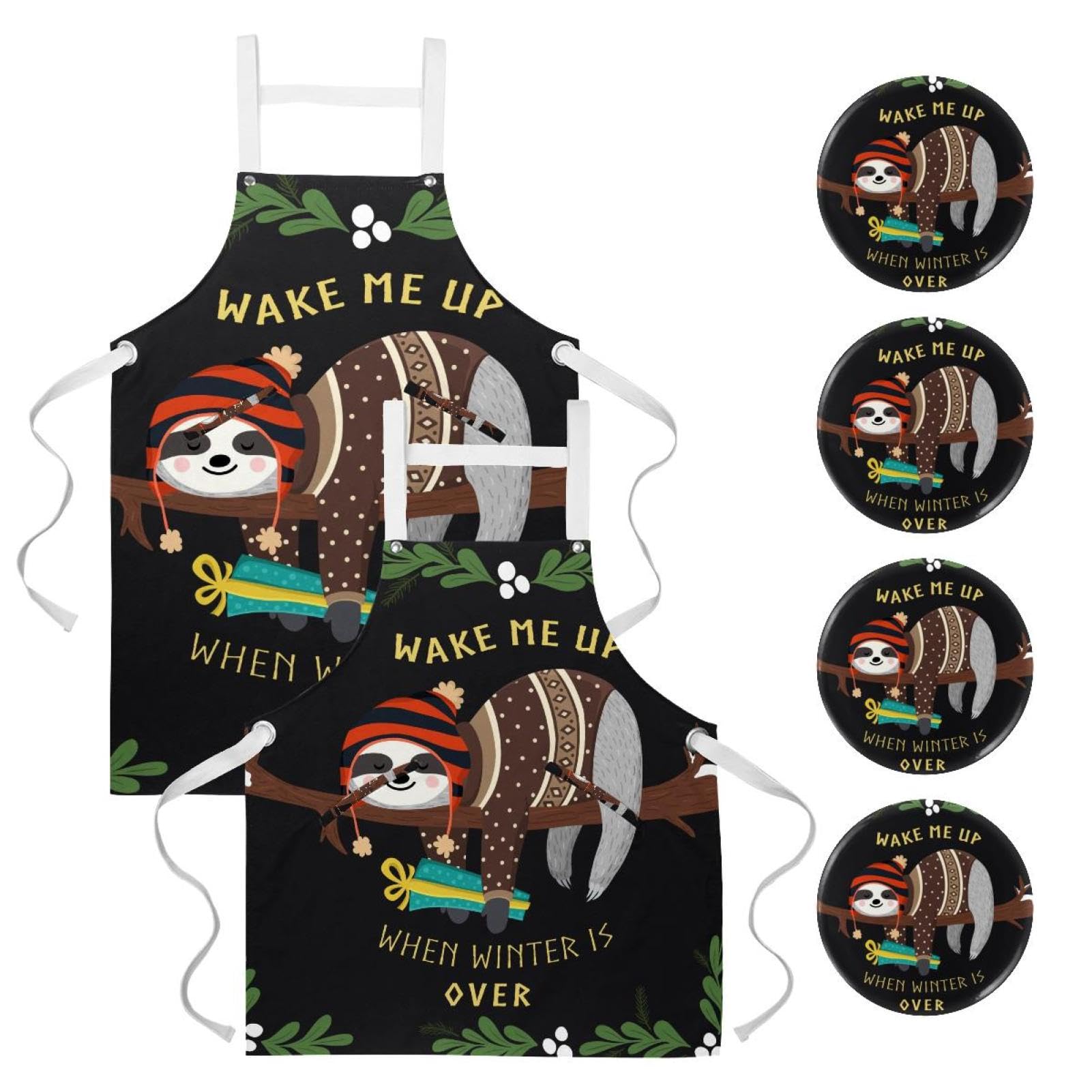 Tablier de cuisine motif mangouste imprimé de serveuse multicolore - 7
