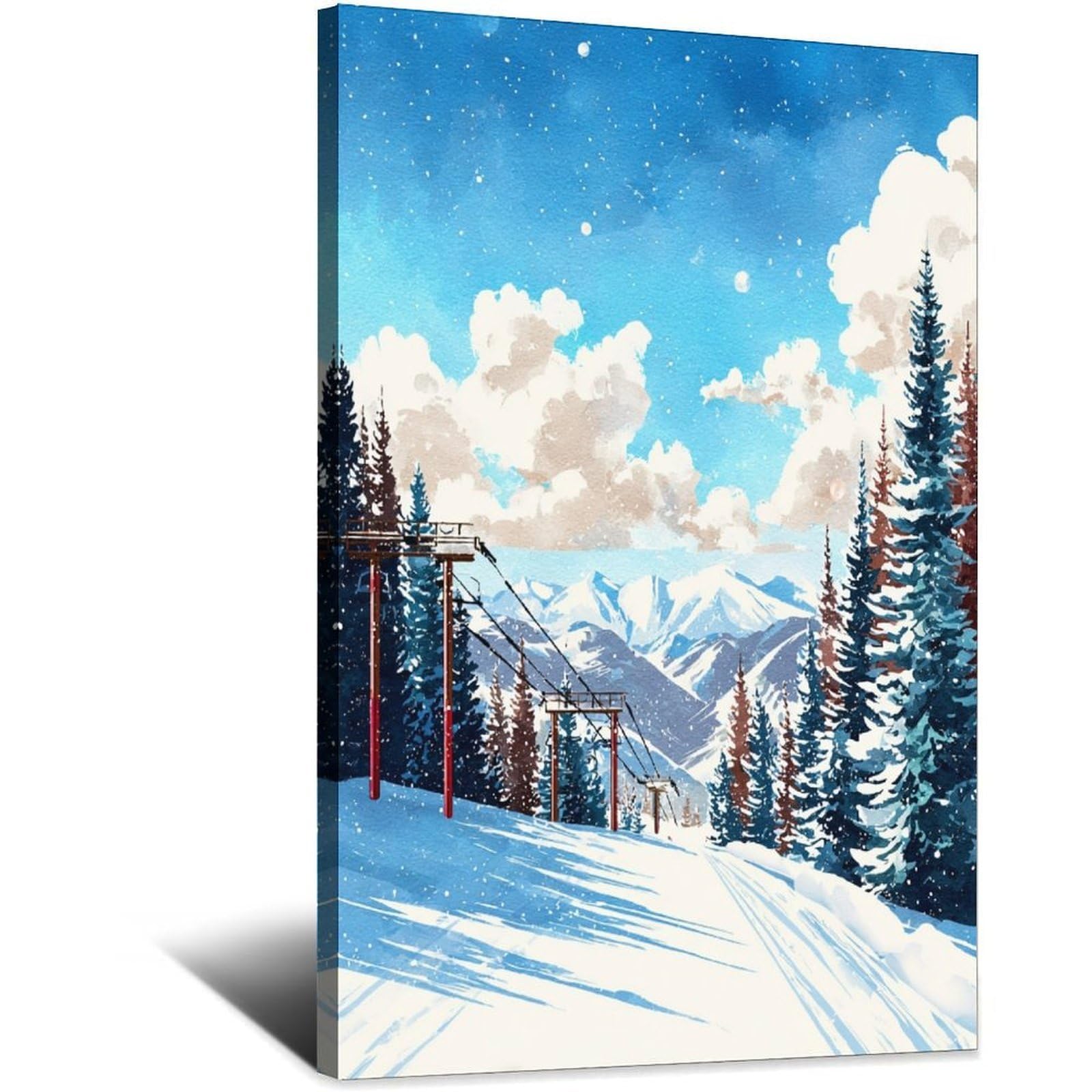 Park City Utah Ski Posters 20x30inch(50x75cm) Vintage Watercolor Canvas Art