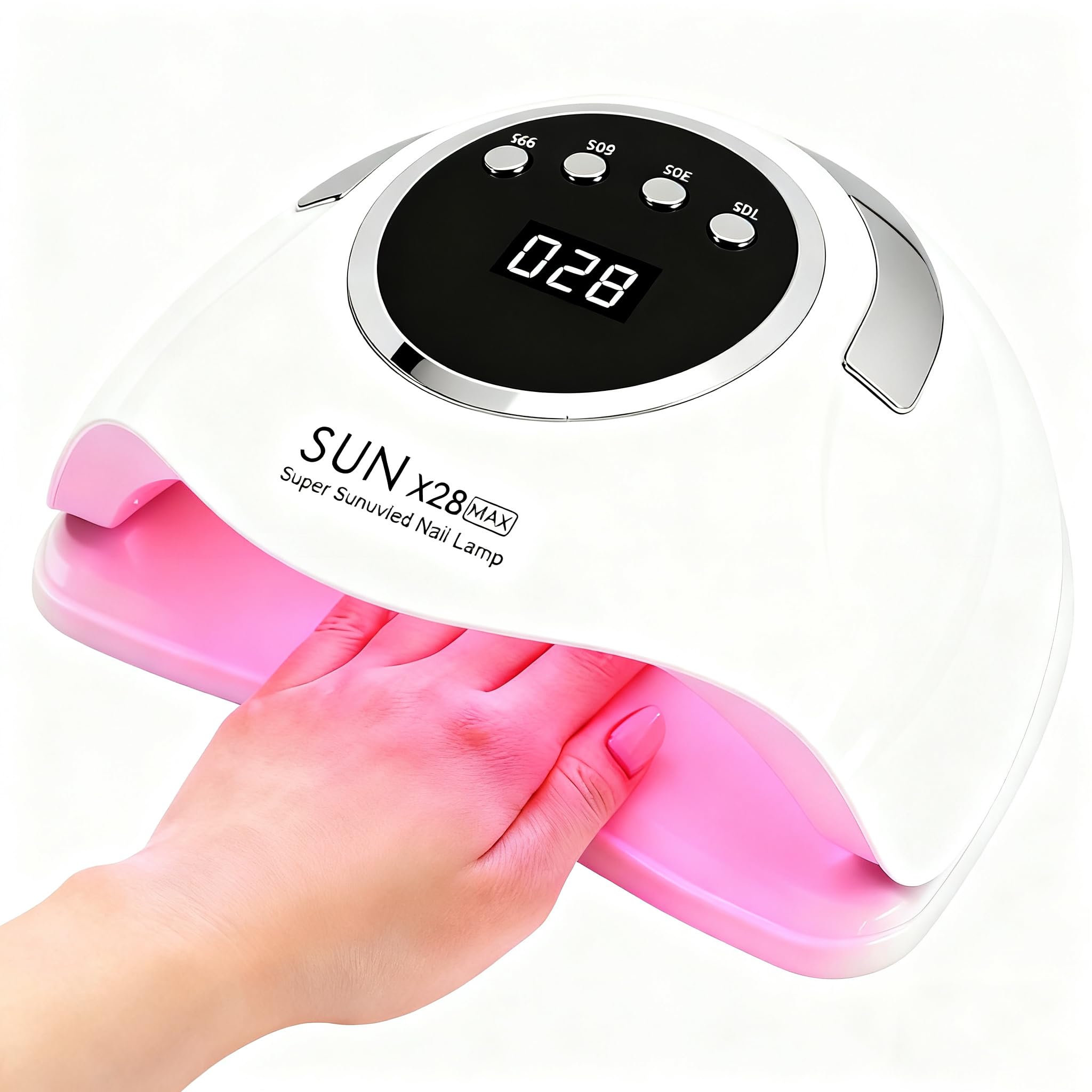 MainPi UV Nagellampe 380W–Profi Nageltrockner für Gelnägel,90 LEDs,Auto-Sensor & 4 Timer,Tragbare UV Lampe für Maniküre & Pediküre (Salon & Zuhause)