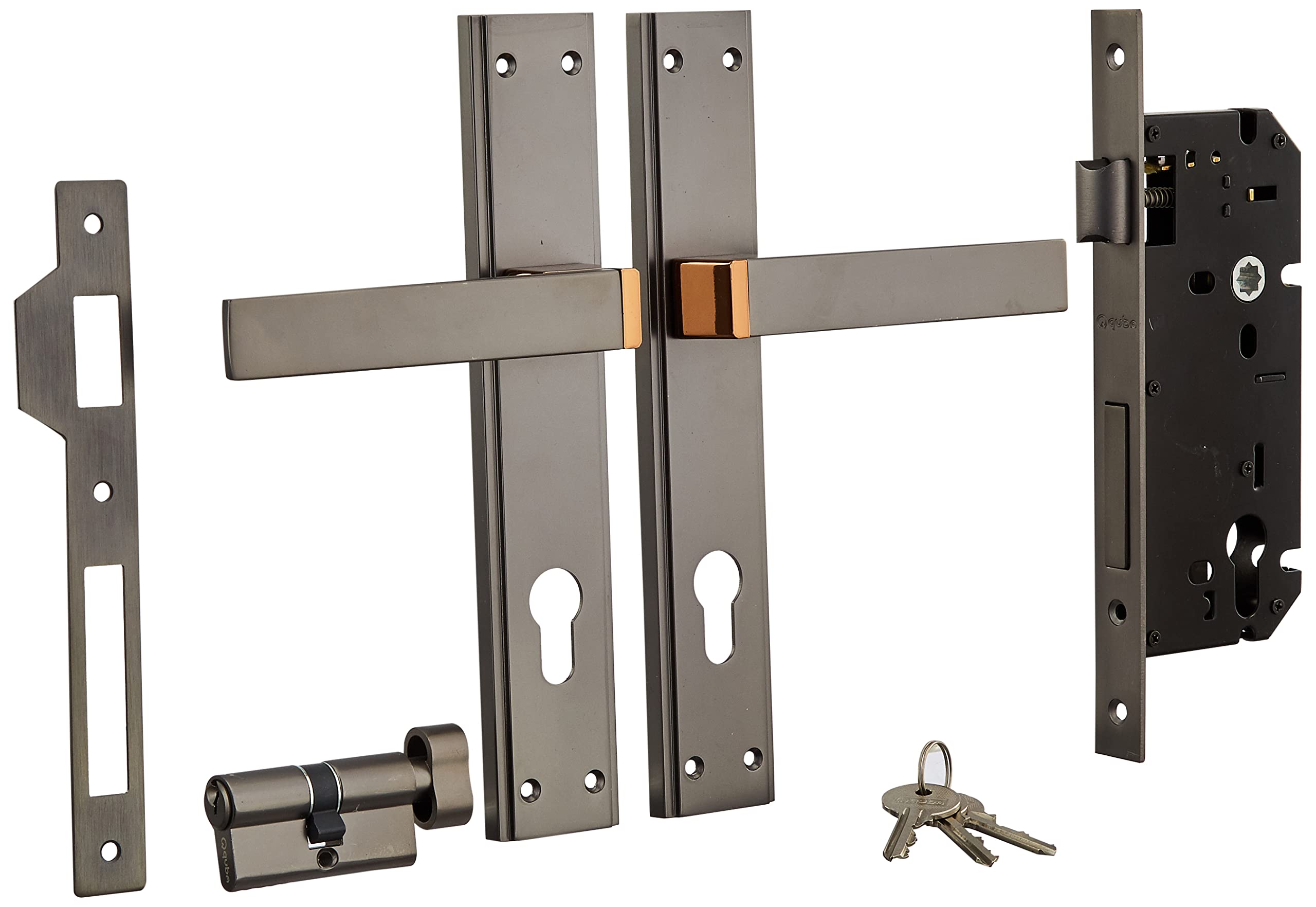 QUBA Lever Handle Q 450-10 INCH 60 MM Key & KNOB (RGPVD/BM)