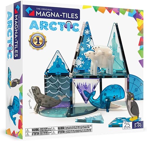 MAGNA-TILES Arctic Animals - Juego de construcción magnética de 25 piezas, la marca original de construcción magnética