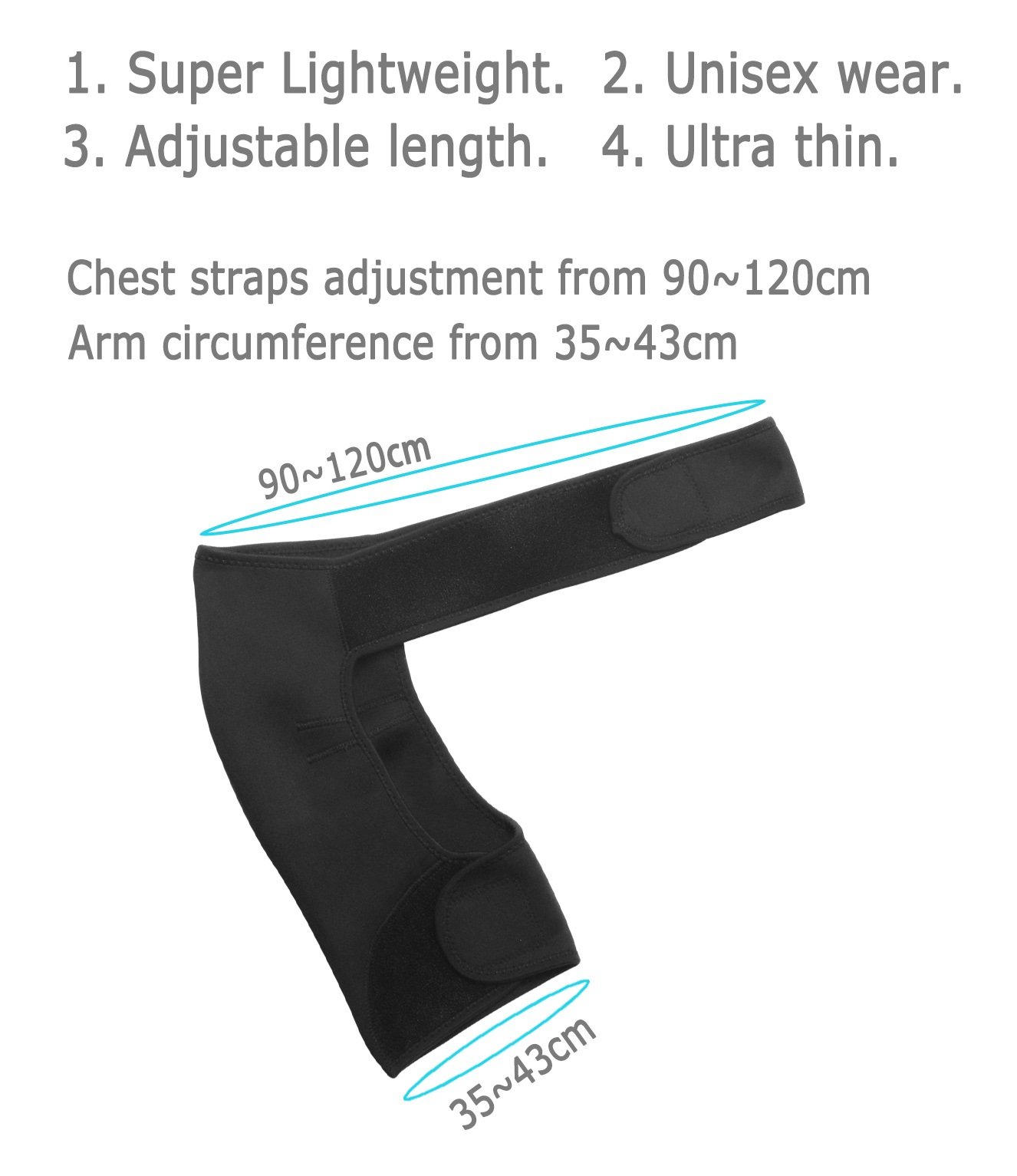 GOMETY Fascia Regolabile Per Spalla In Neoprene, Supporto Traspirante Per Lesioni, Dolore, Spalla Congelata, Uomo/Donna, Sinistra/Destra, Circonferenza Petto 79-139 Cm