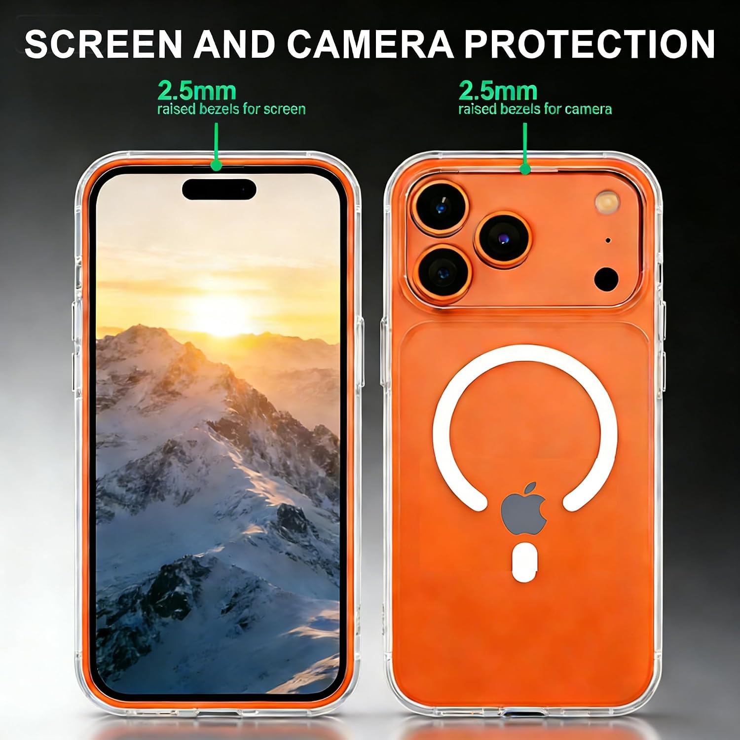 shark shadow 4 in 1 Transparent Phone Case for Apple iPhone Series, Complete Phone Case Kit with Screen Protector, Lens Protector, and Wrist Strap - for iPhone 17 Pro Max