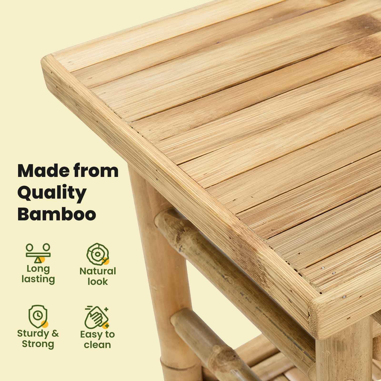 vidaXL Mesa Consola con Estante Natural 110 x 35 x 75 cm Bambú, Mesa de Entrada Moderna, Mueble de bambú para almacenar, Piezas de Acento en decoración contemporánea