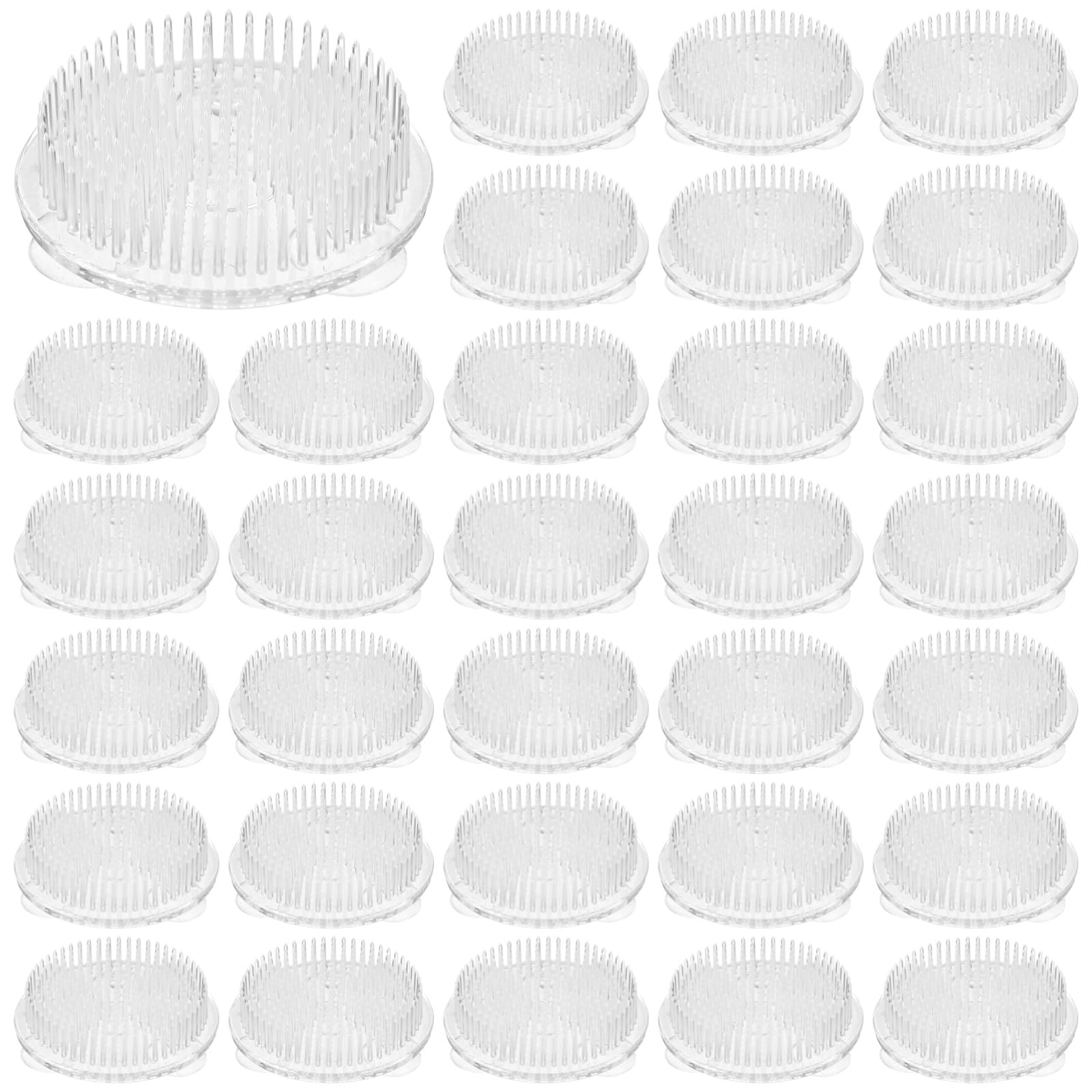 32 szt. plastikowych uchwytów na kwiaty, przezroczysty, okrągły uchwyt na kwiaty, 7 cm z 3 przyssawkami, przezroczyste narzędzia do układania kwiatów, na ślub, wystrój domu