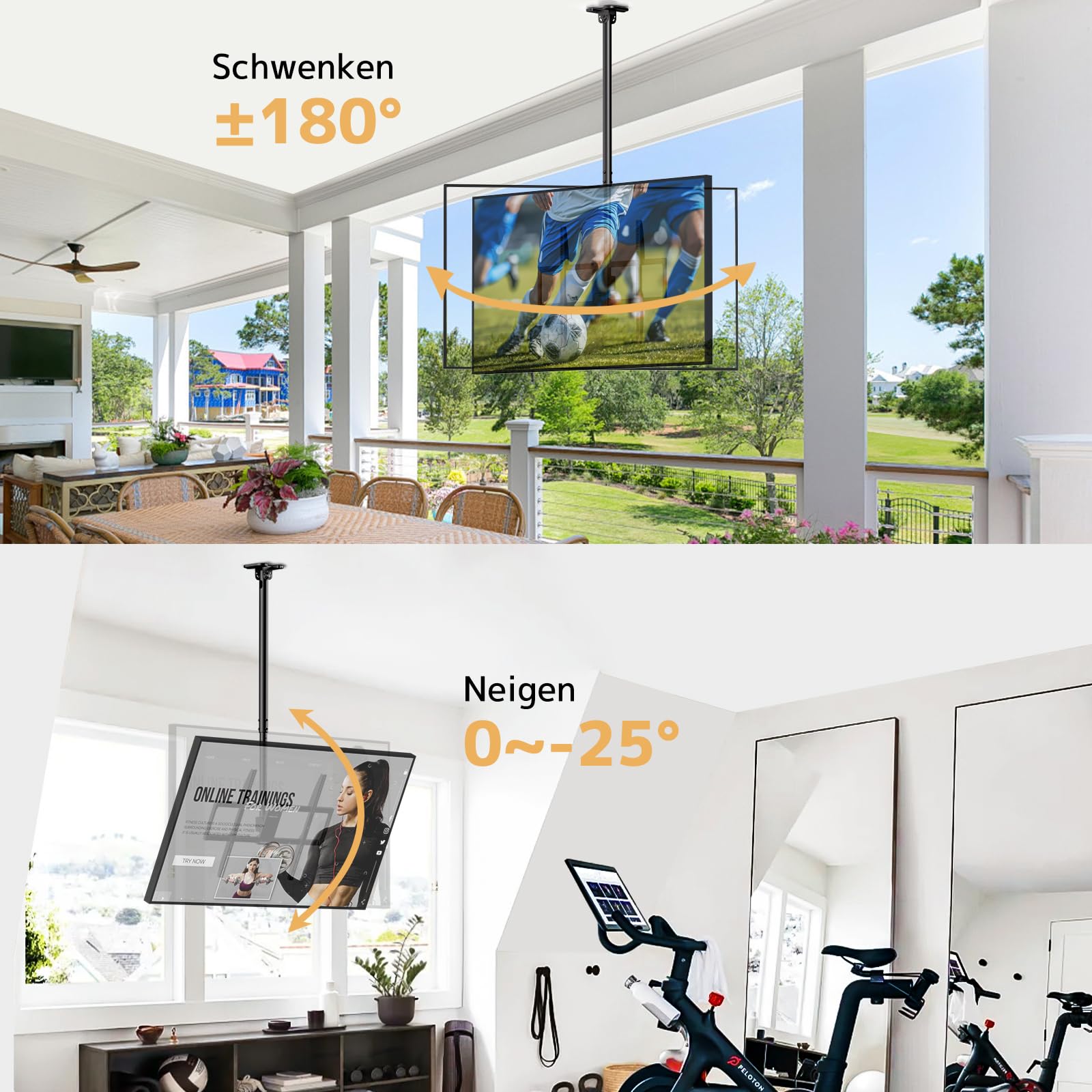 TV Deckenhalterung für 50-100", 80 kg Tragkraft, VESA 800x600