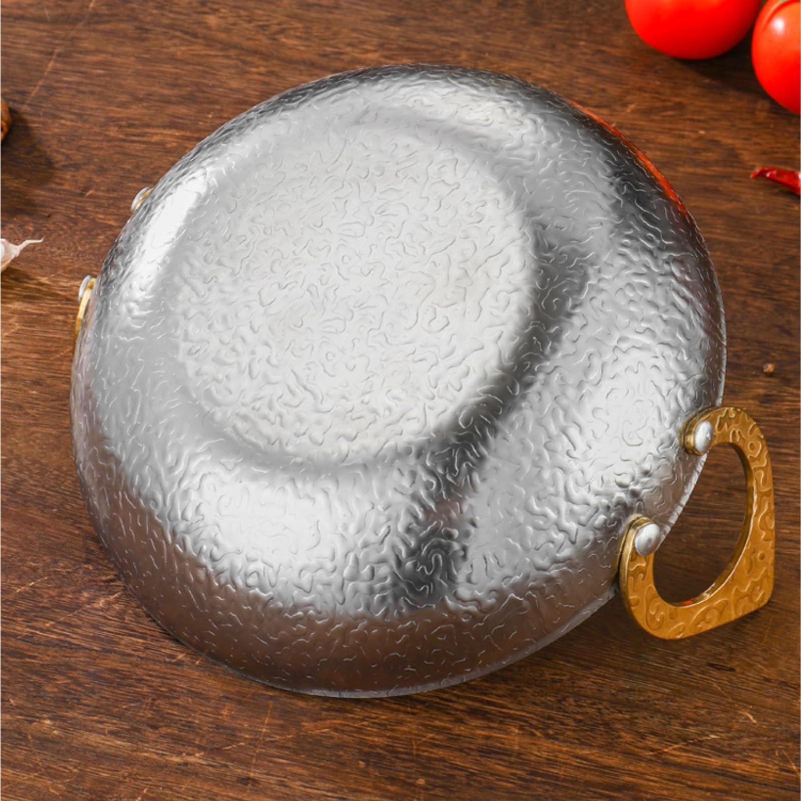 Calentadores de Comida Juego de frotamiento for Buffet, Platos Calentadores de Comida for Buffet con Doble asa y Estufa de Cocina, vajilla de Acero Inoxidable(Silver,28cm)