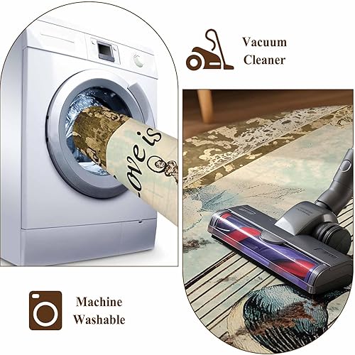 Miniatura 8 de 5ft Round Rug, Retro Birds Cage Non-Skid Rubber Backing Large Area Rugs - Living Room Bedroom Home Office, Watercolor Floral Pattern Indoor Floor