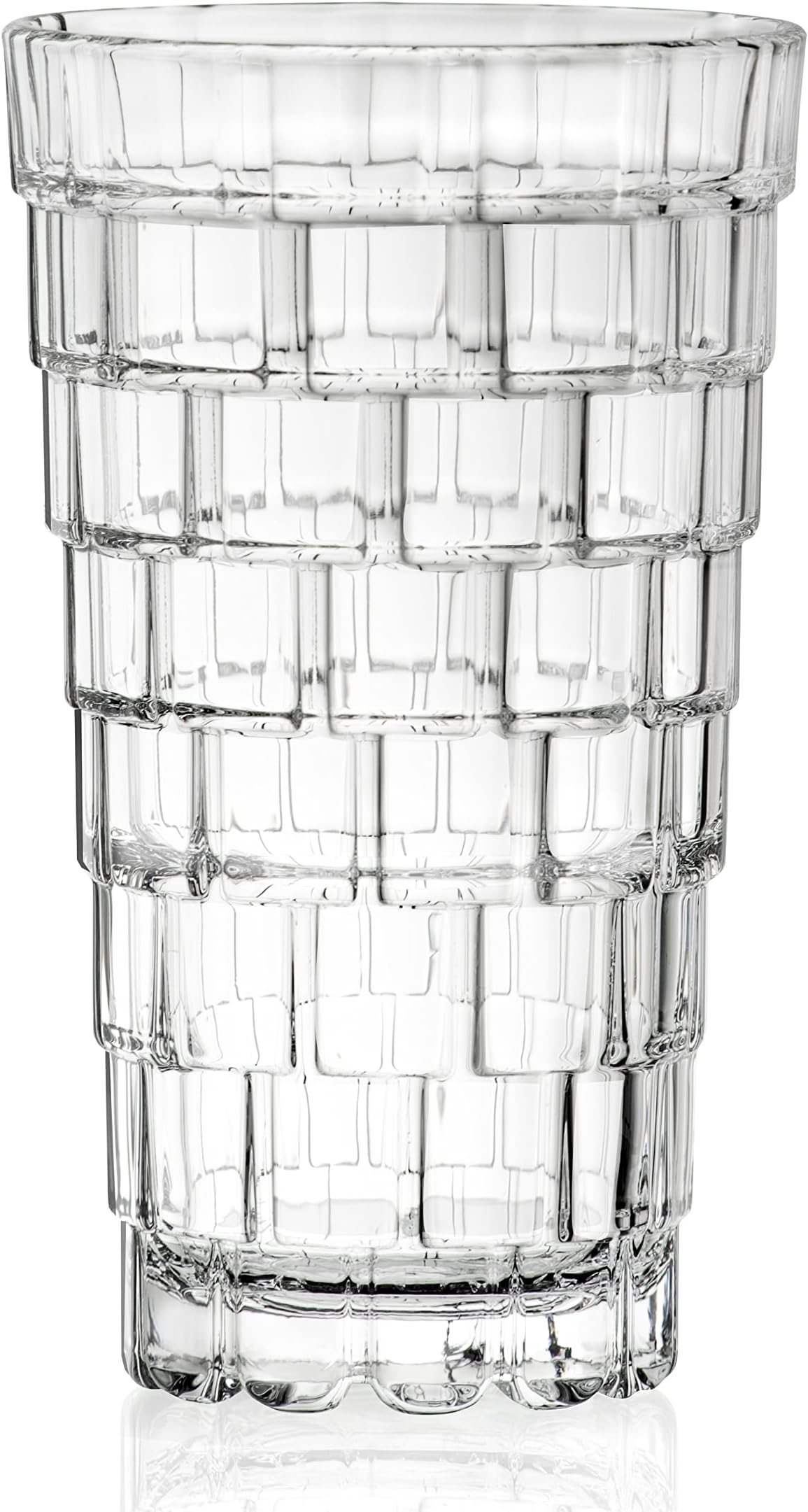 RCR Cristalleria Italiana Stack Crystal Water Juice Highball Tumbler Glass - Set of 6 (390 ml, Italy Made)