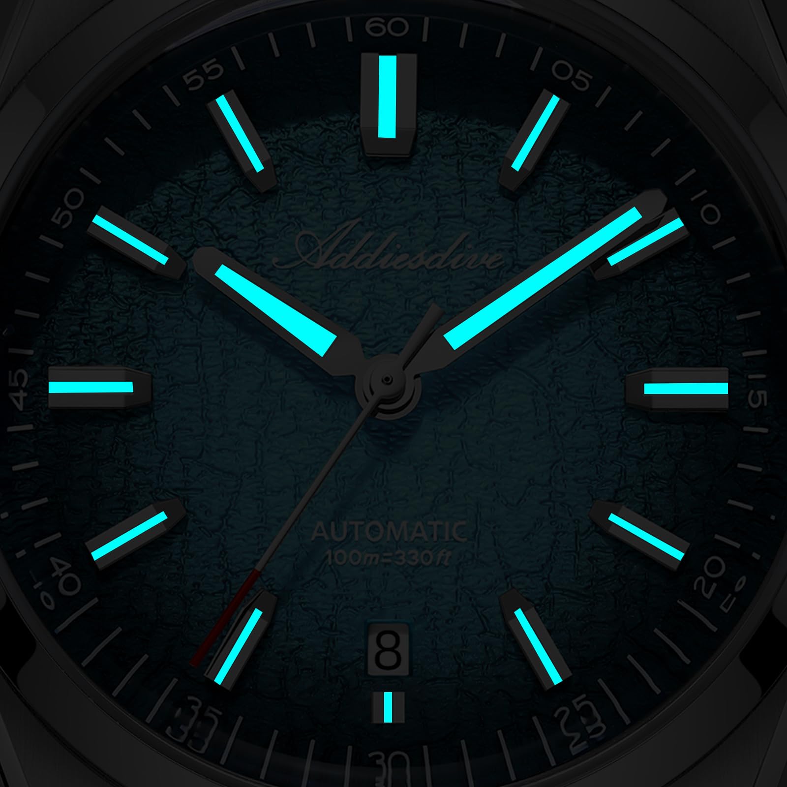 ADDIESDIVE Orologio Uomo Automatico 8215 Movimento Cinturino Gomma Fluorurata FKM Impermeabile 100 M K1 Vetro Bolla AD2531 BGW9 Luminoso Quadrante con Gradiente