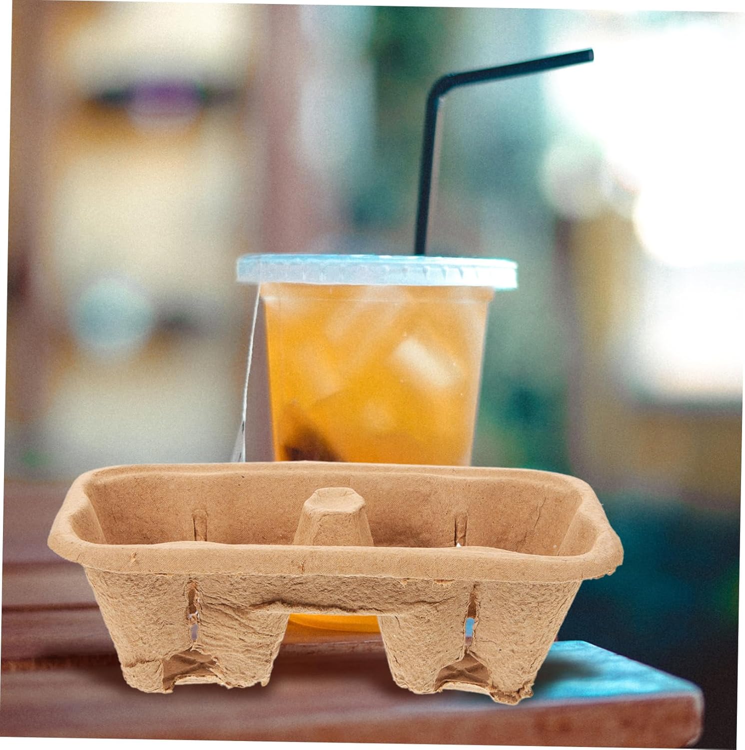50pcs Paper Coffee Cup Holder Tray Beverage Carrier for Takeout Drinks Dual Cup Holder for Milk Tea and Coffee for Service