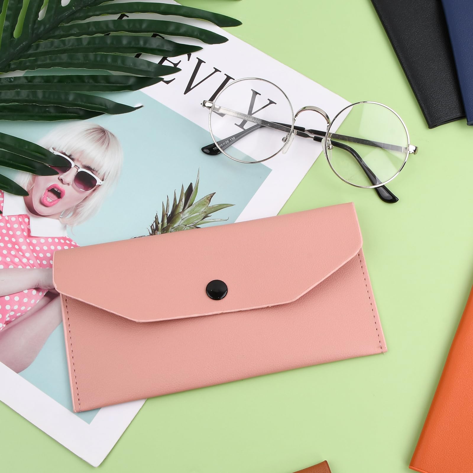 Portefeuille Enveloppe Cuir Synthétique 6 Pièces, Pochette Billet Imperméable Réutilisable 18x9,5cm