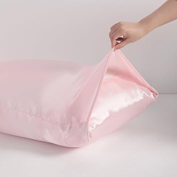 NTBAY Satin Envelope Closure Pillowcases, 2 Pack, 50x75 cm, Light Pink | Silk Satin Pillow Cases for Hair and Skin, Envelope Closure, Beauty Sleep, High Shine, Machine Washable