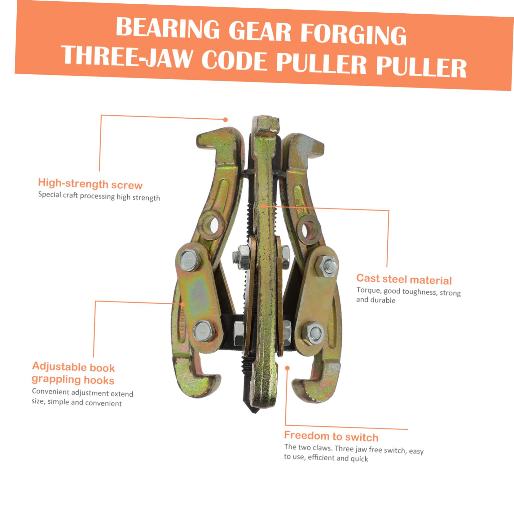 MUCKLILY 1pc Puller Wheel Bearing Automotive Three- Jaw Remover Three-jaw Gear Remover Bushing Gear Extractor Gears Gears Gears Auto Tools Car Tool Steel Pulling Tool 45# Steel