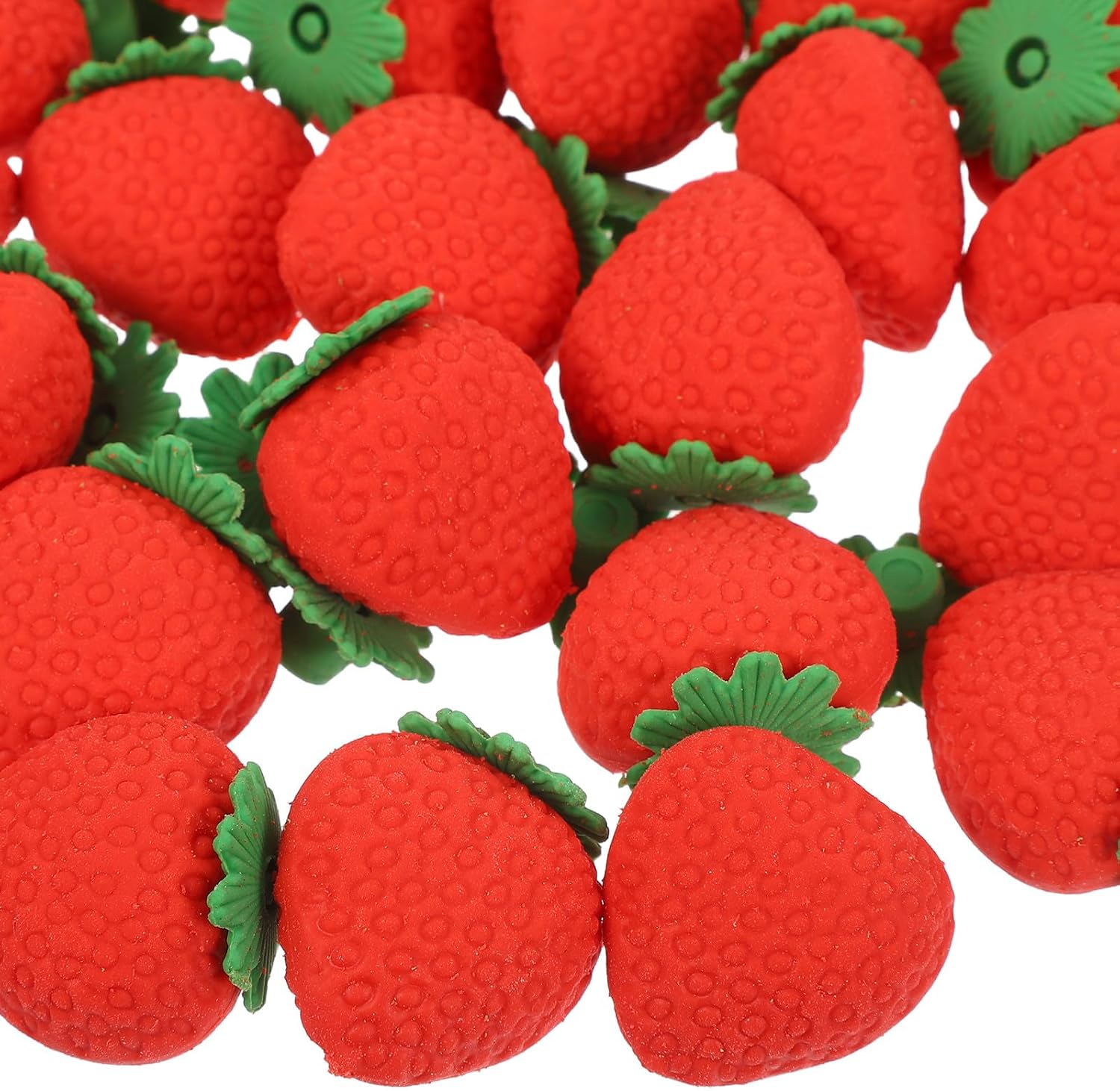 100pcs Red Strawberry Shaped Rubber Eraser Multi-Function Mini Food Erasers for Students Delicate Portable Mini Household Supplies for Study Writing