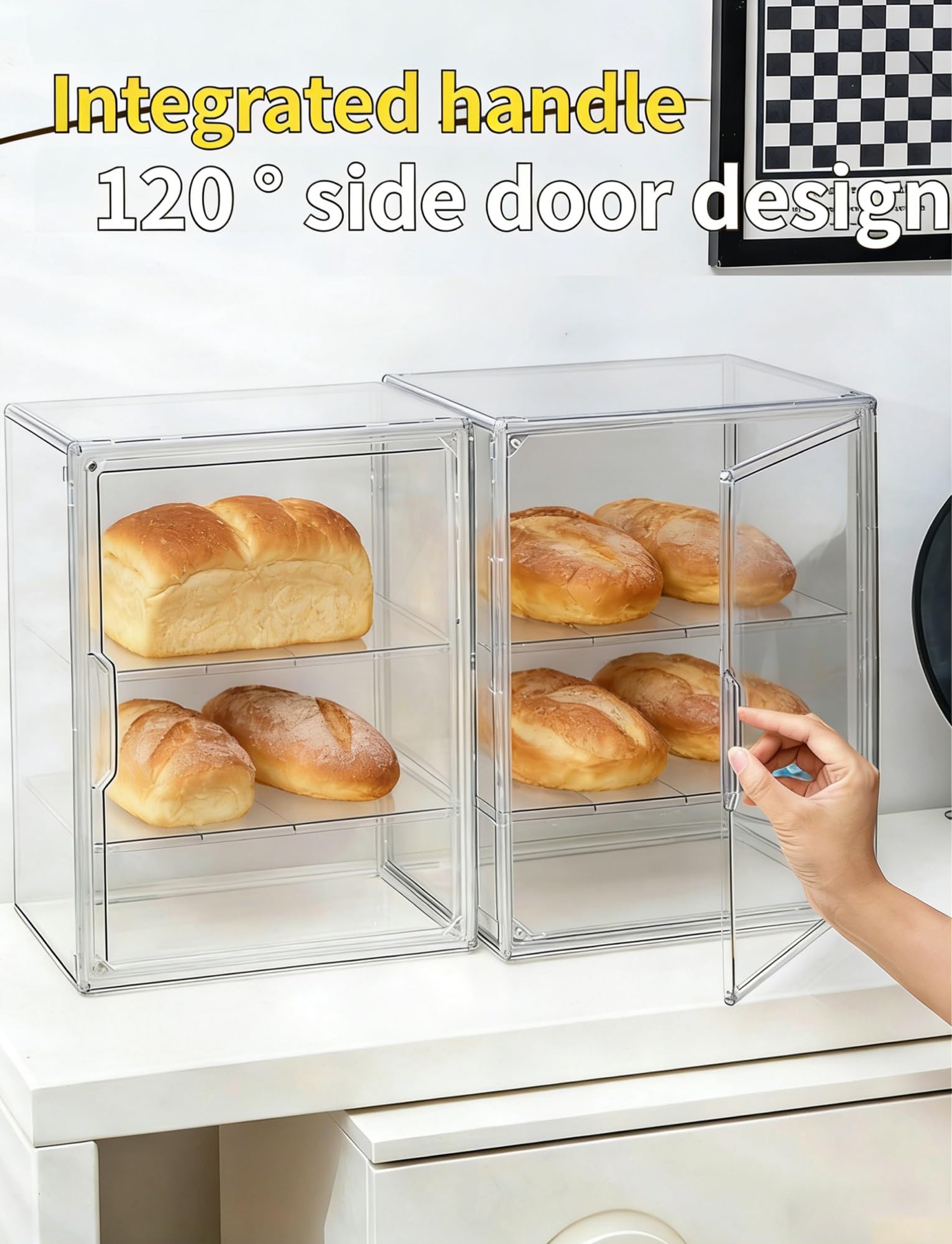 Vitrina de panadería, vitrina de postres de acrílico transparente con estantes extraíbles para pasteles, pasteles y donas