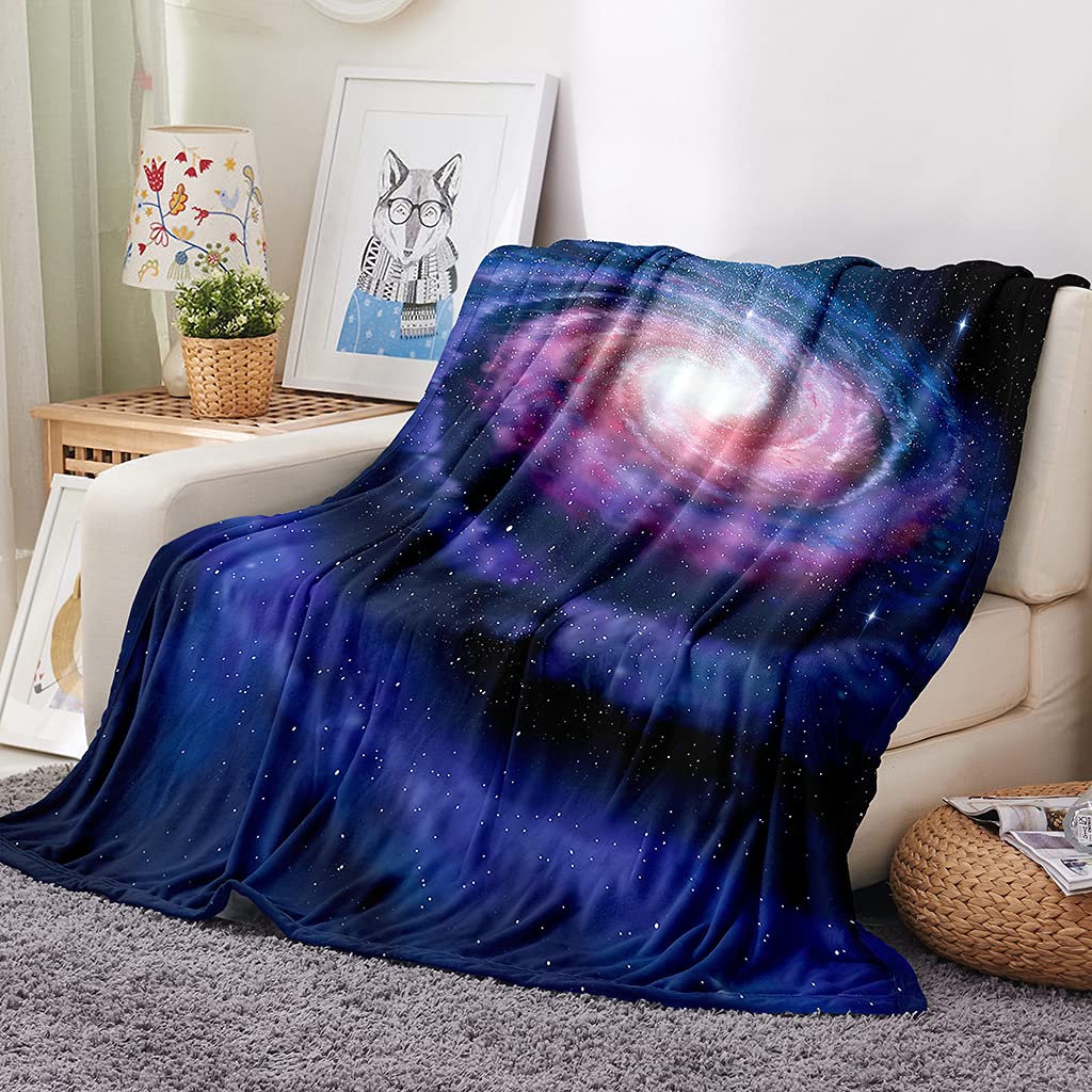 Manta De Franela De Microfibra 150X200Cm Manta De Felpa Suave para Sofá Cama 3D Paisaje De Galaxia Azul Impresión Patrón Manta Polar Invierno Gruesa Y Esponjosa Caliente Transpirable