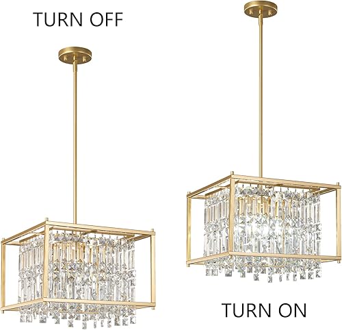 Miniatura 7 de LMQNINE Candelabro moderno para vestíbulo, lámpara colgante de cristal dorado, lámpara colgante de entrada, candelabros cuadrados de altura