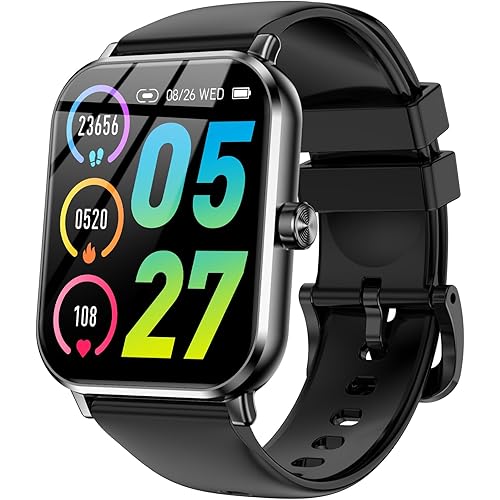 Smart Fitness Watch for Men and Women, 1.83" HD Touch Display, Stable Bluetooth Calling, 5 ATM Water-Resistant, 130+ Sports Modes, Health and Sleep Tracker, Compatible with Android and iOS(Black)