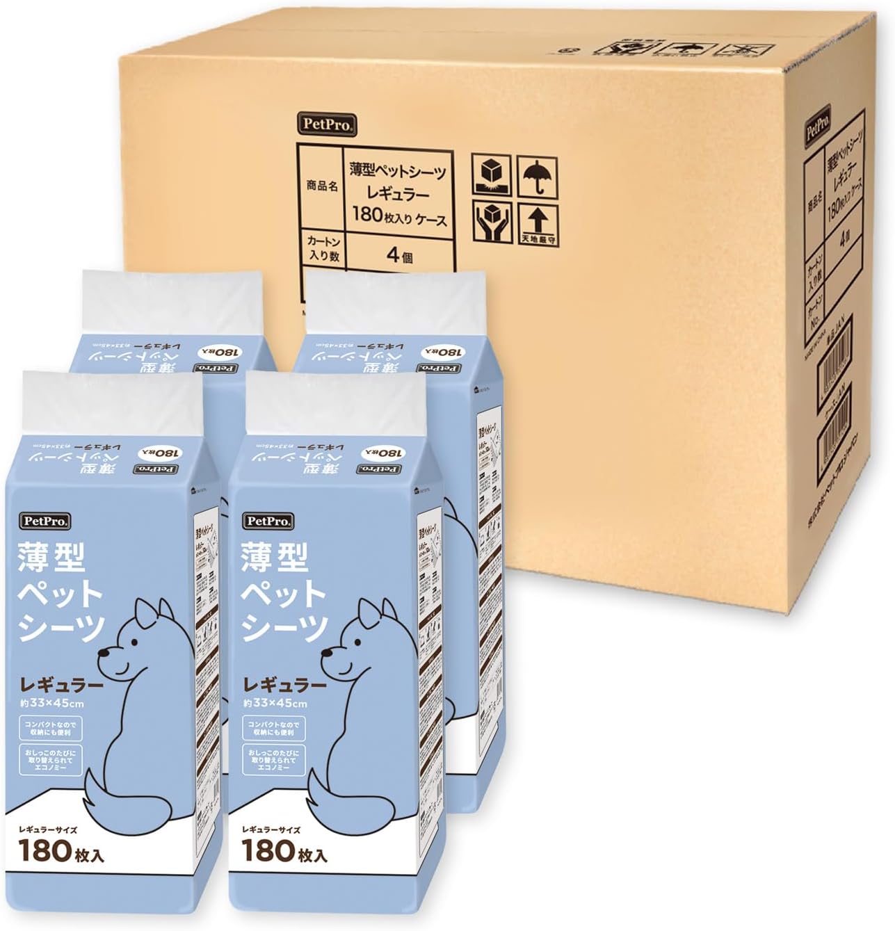 Pet Pro Thin Pet Sheets Regular 180 Sheets x 4 Pack (Sold as Case)