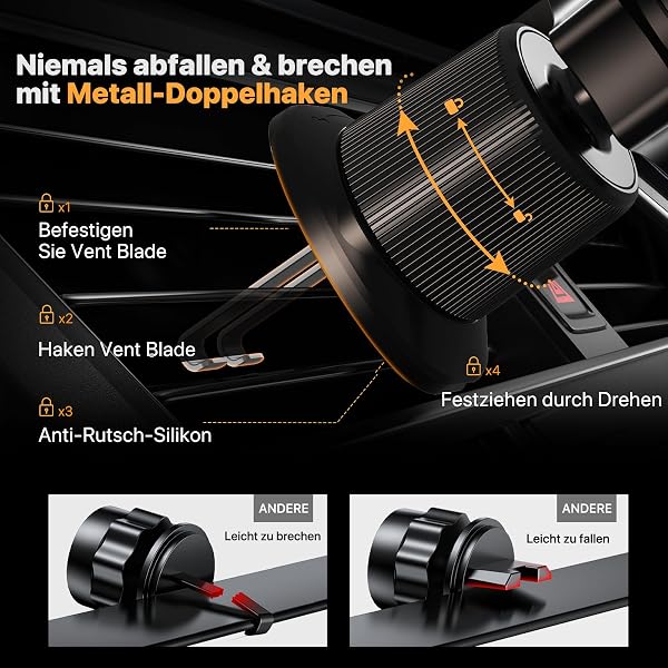 Miracase Handyhalterung Auto [Stabilere Doppelhaken] Handyhalter für Autos Lüftung Universale, Halterung für Navigationsgeräte，360 Grad Vent KFZ Halterung für iPhone Galaxy Smartphone - 2