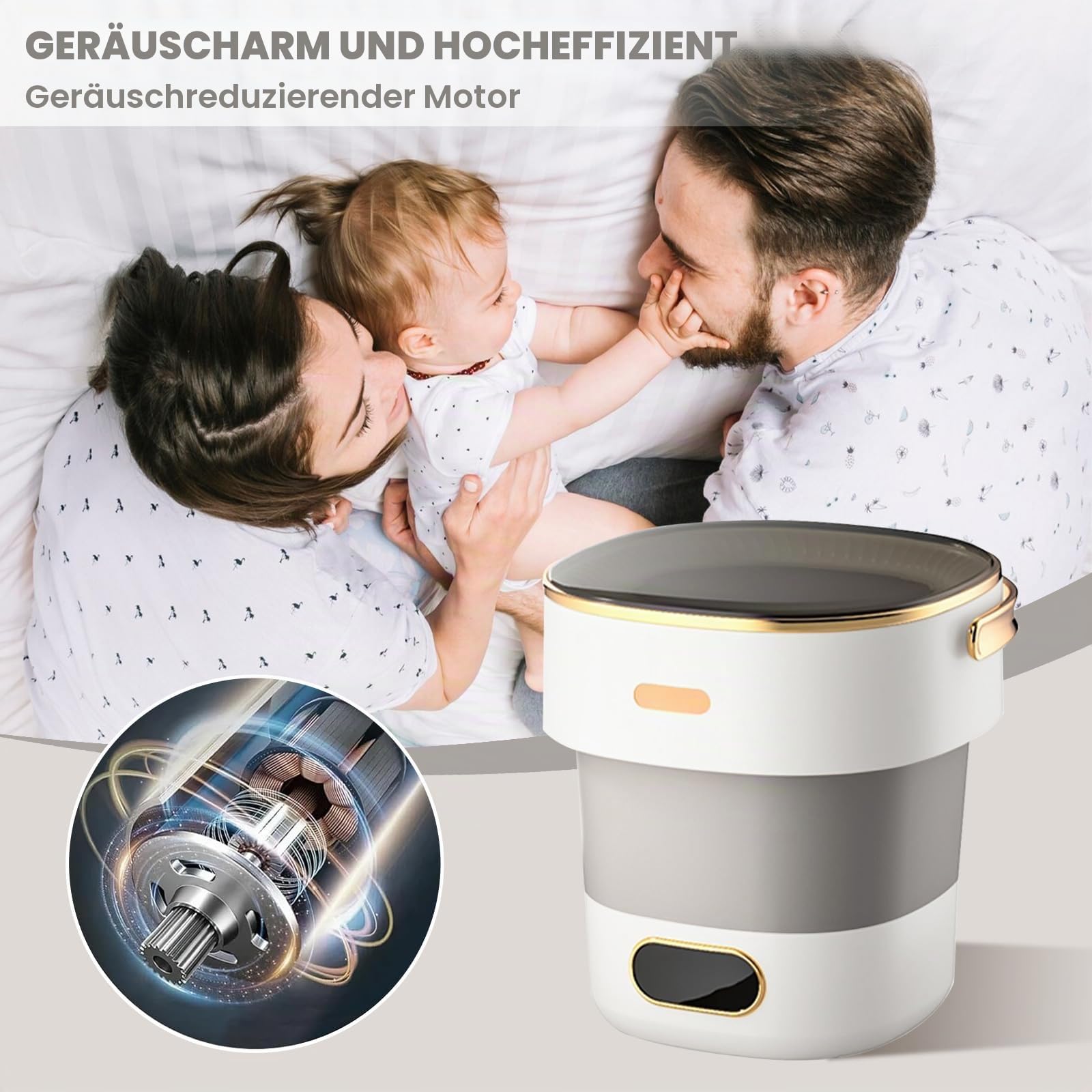 Faltbare Waschmaschine Mit Schleuder, 15L Vollautomatische Waschmaschine Mit 3 Reinigungsmodi, Tourenwagen Camping Mobile Waschmaschine für Socken Unterwäsche Babykleidung,Grau