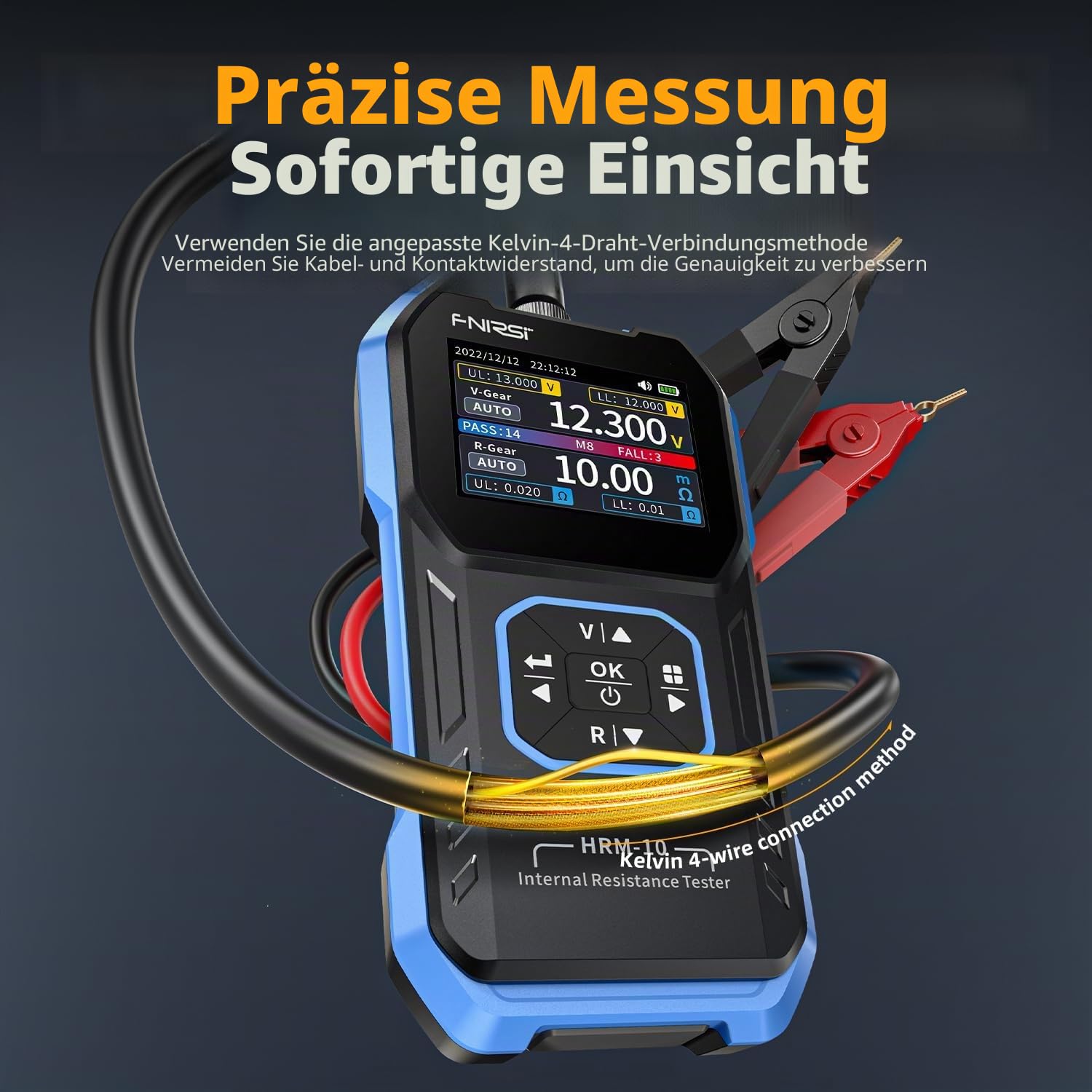 HRM-10 4 Draht Batterietester Innenwiderstandstester Spannungsmessgerät 100V 200Ω
