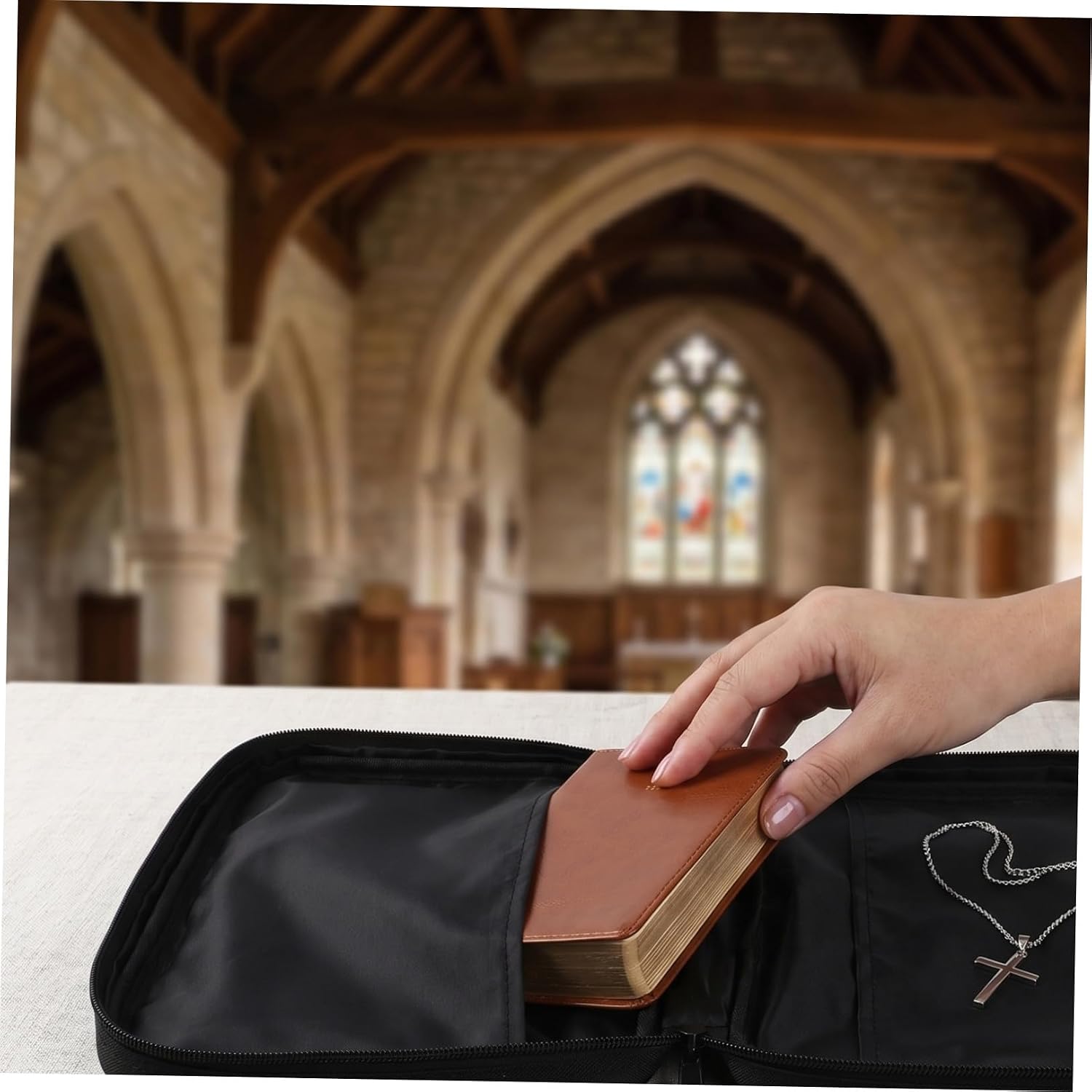 ibasenice Clergy Carrying Bag Chalice for Bible and Holy Water Bottle with Individualized Sections Polyester Material, Heavy Padding for Church Supplies Convenient for Christening image 5