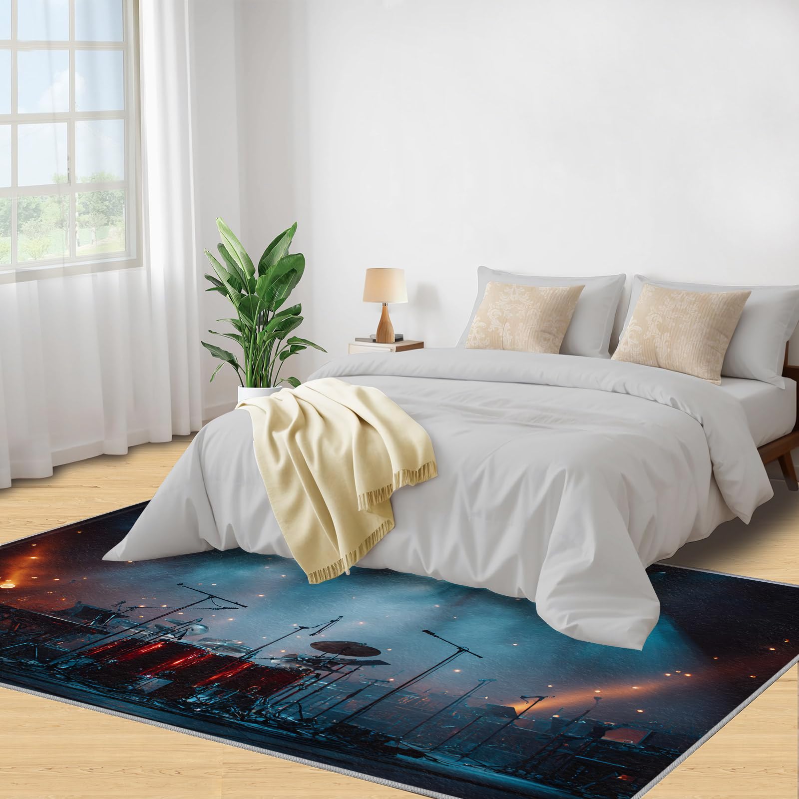 Generisch Konzertteppich, 100 x 150 cm, waschbar, DJ-Rock-Teppich für Wohnzimmer, weicher Rutschfester Teppichboden für Schlafzimmer, Esstisch, Nachttisch, Innendekoration