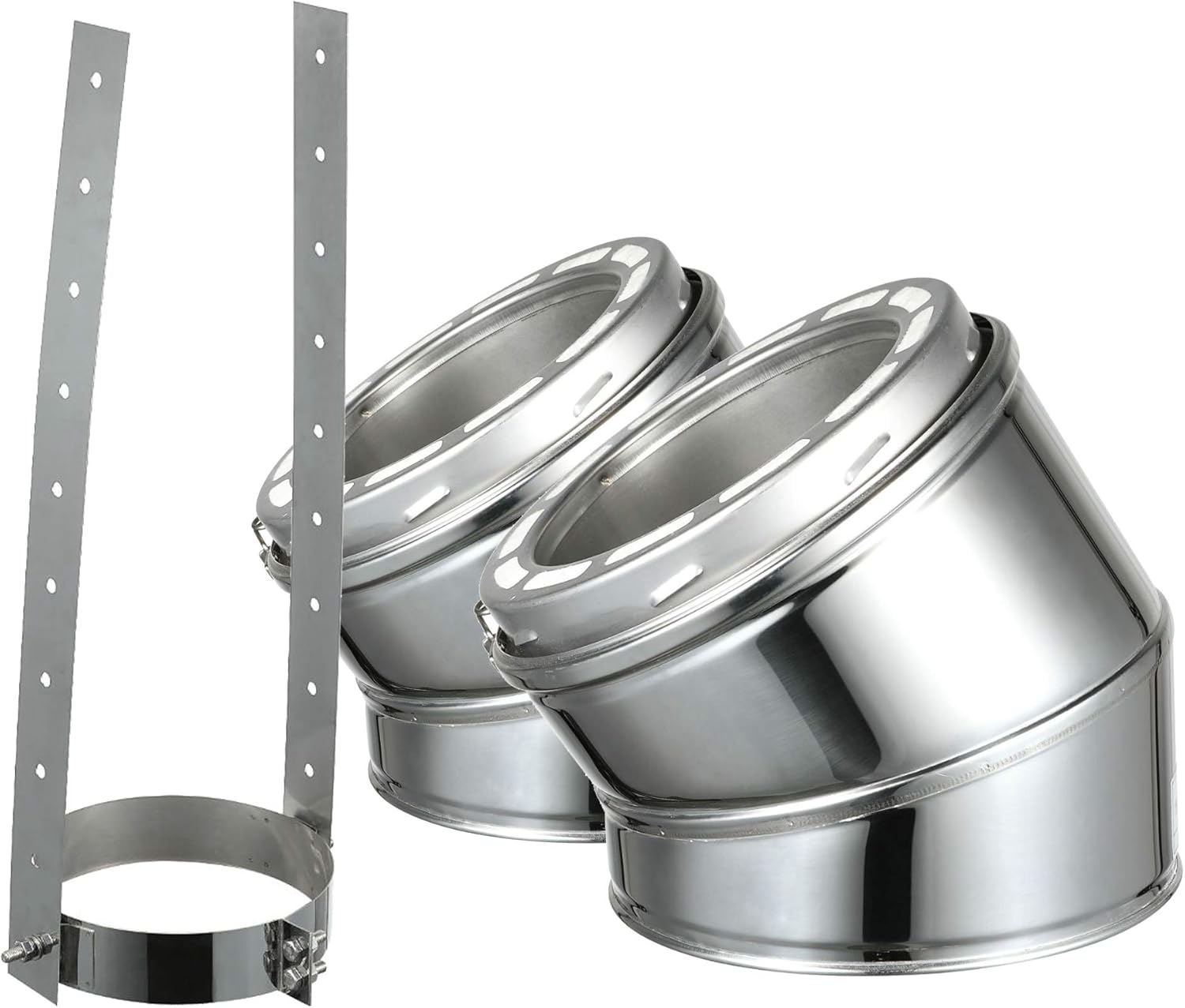 15 Degree Elbow Kit for 6 Diameter 304 Stainless Steel All Fuel Class-A Double Wall Insulated Chimney Pipe