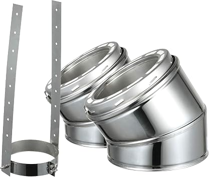 AllFuel HST 15 Degree Elbow Kit for 6" Diameter 304 Stainless Steel All Fuel Class-A Double Wall Insulated Chimney Pipe